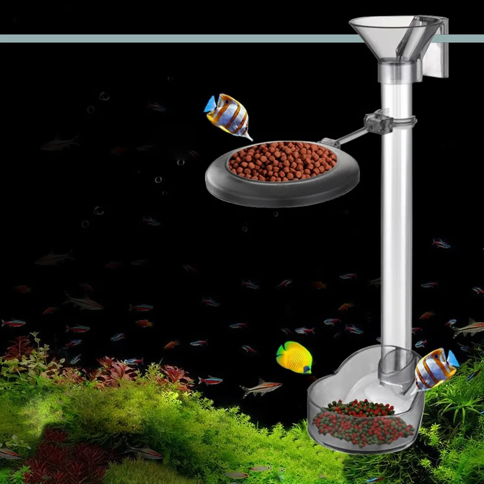Mangeoire pour Aquarium Crevettes Poissons en Acrylique Transparent Tube Distributeur