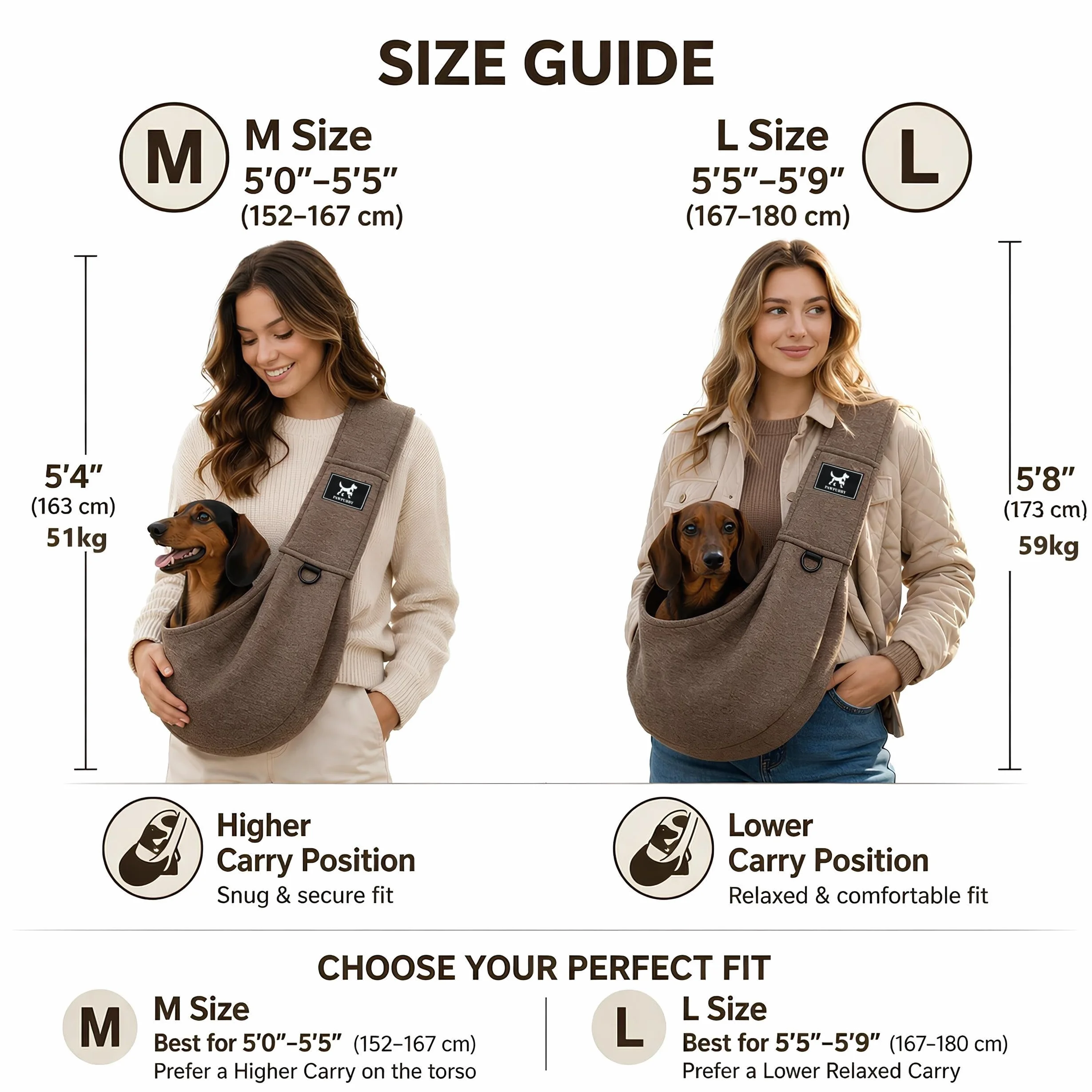 Écharpe de transport mains libres pour chien et chat petite taille bandoulière rembourrée réglable double boucles de sécurité