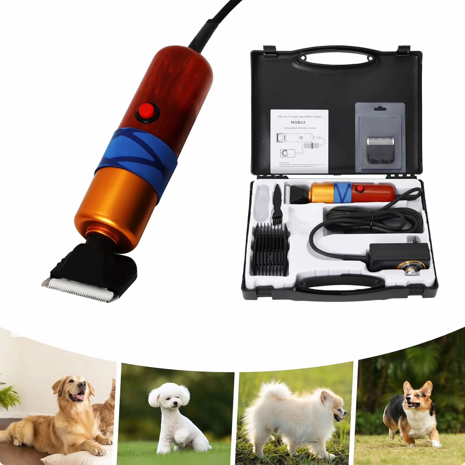 Tondeuse électrique 200 W pour mouton, animaux de compagnie, avec mallette