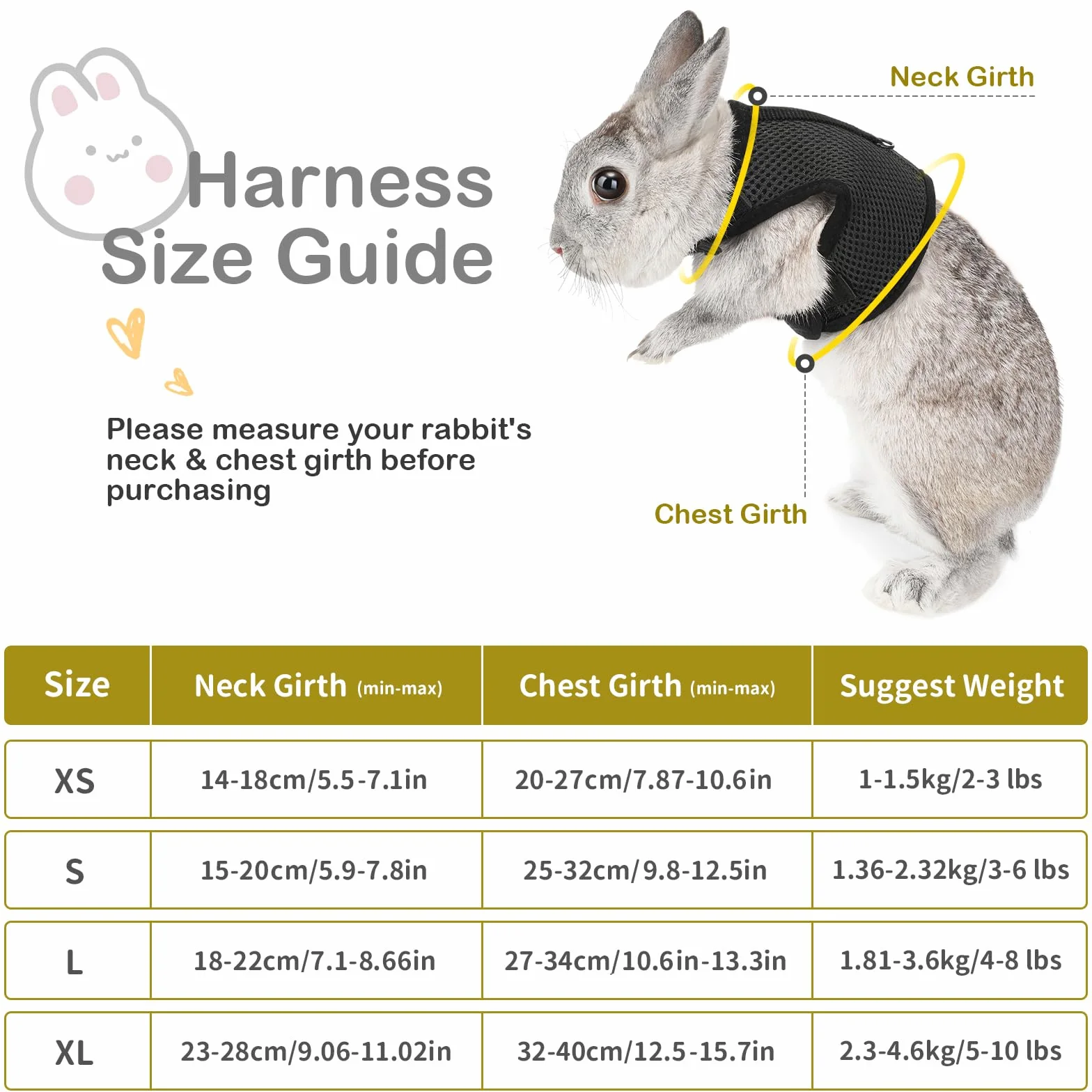 HAPPY HACHI Harnais pour Lapins Cochons d'Inde Petits Animaux avec Laisse Élastique Gilet Souple pour Promenade (L, Noir)