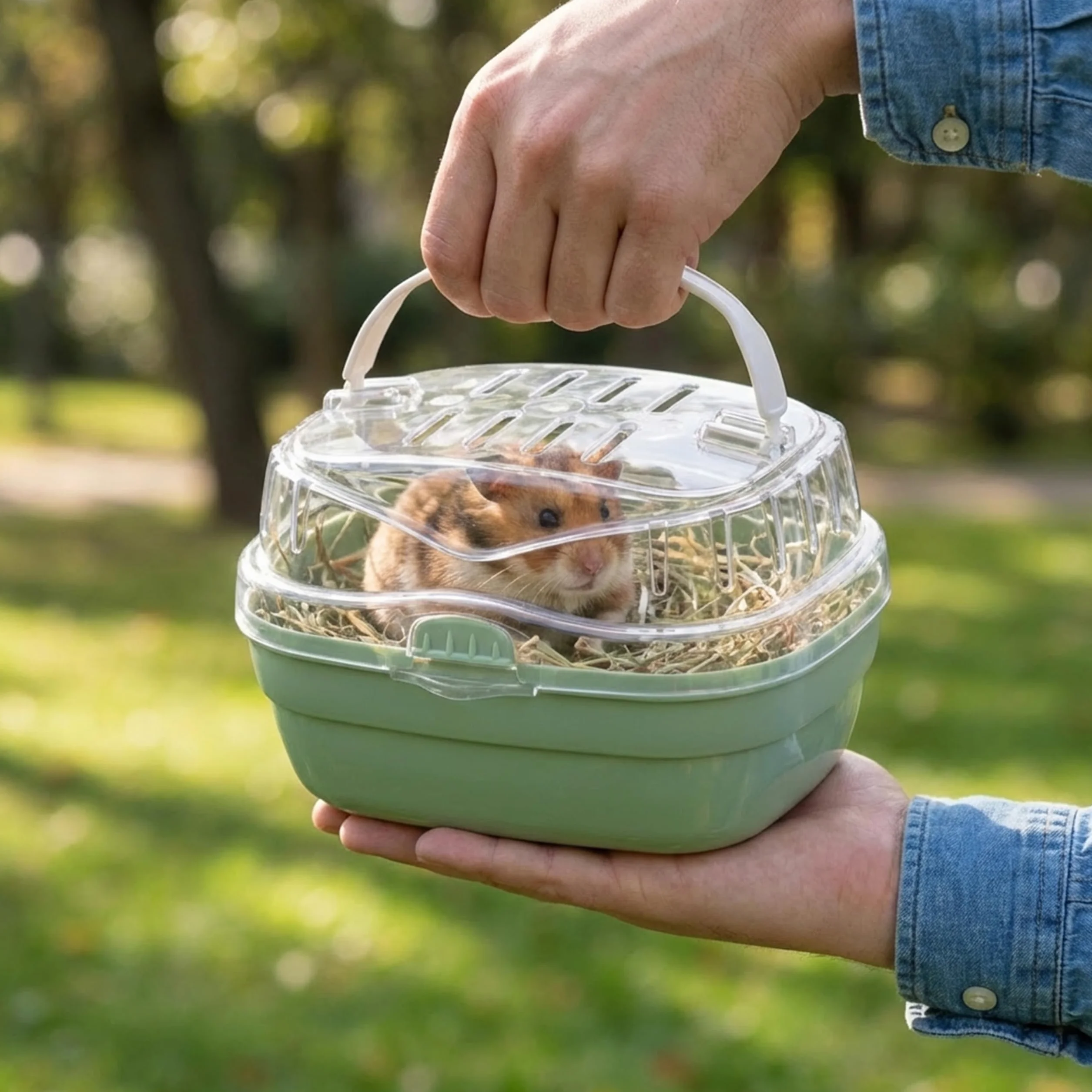 Ferplast ALADINO Petite Cage de Transport pour Hamsters et Petits Rongeurs, 20 x 16 x h 13,5 cm, Vert