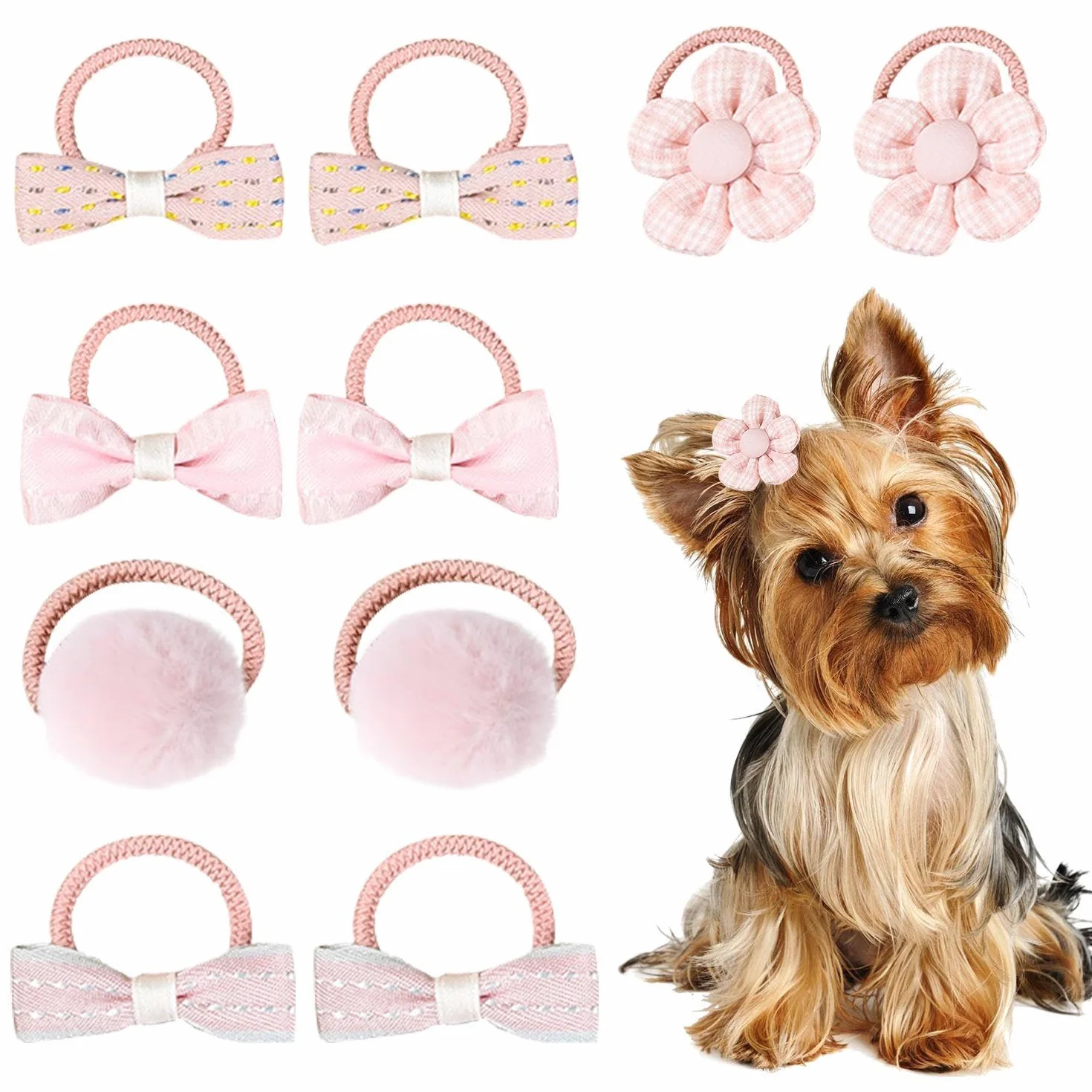 Accessoires de Cheveux pour Animaux de Compagnie, Anneaux de Cheveux Élastiques, 10 Morceaux