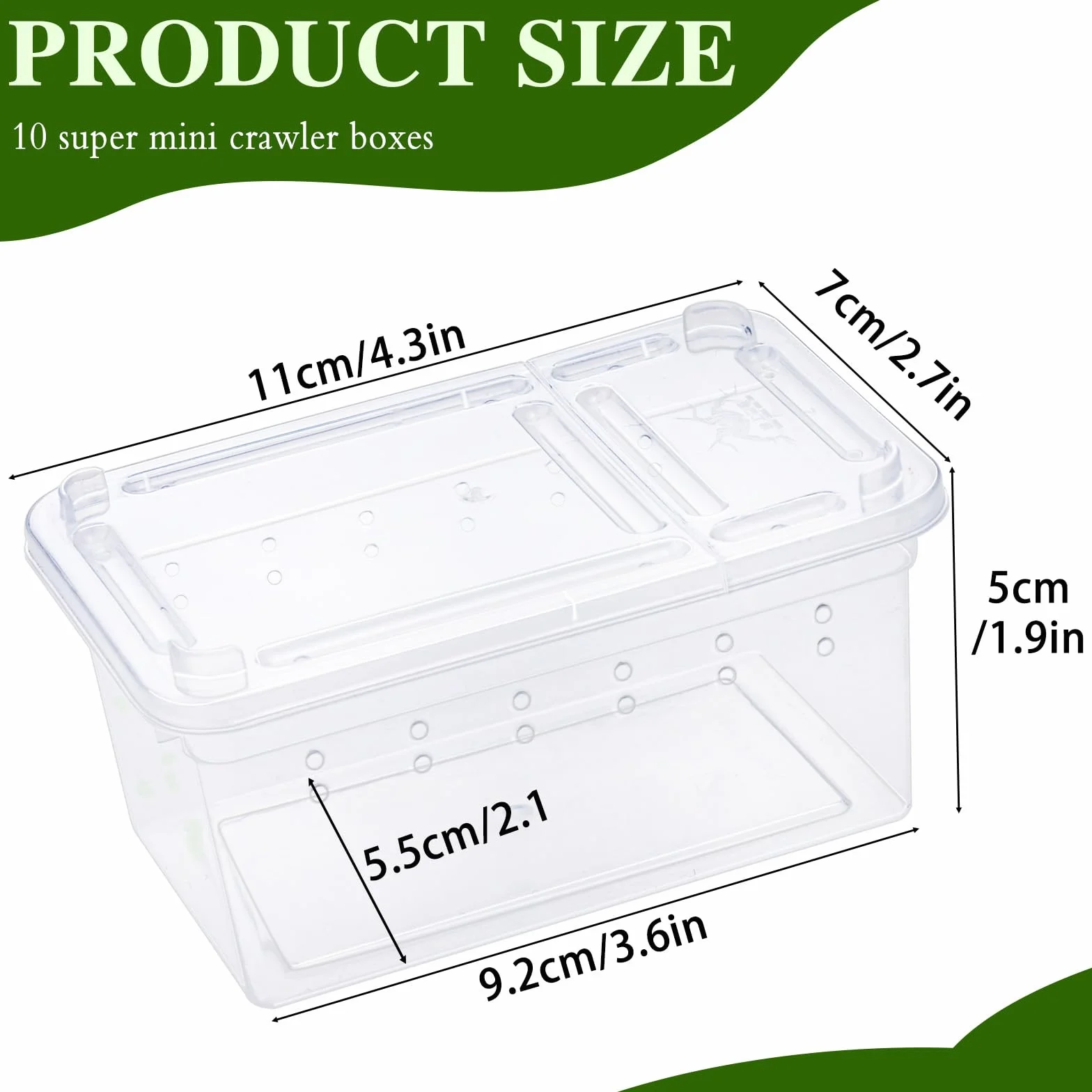 Boîte à nourriture pour reptiles transparente 11 x 7 x 5.5 cm en plastique terrarium