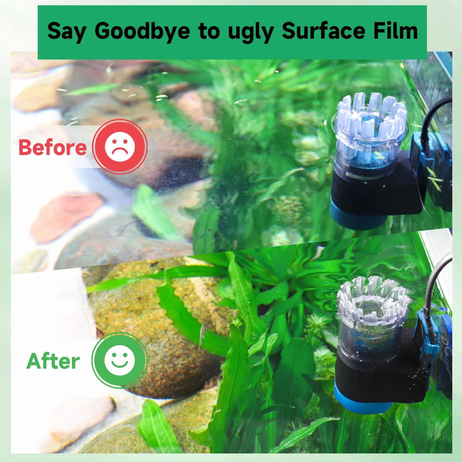 Skimmer de Surface pour Aquarium Magnétique 5W 96GPH avec Éponge Bio