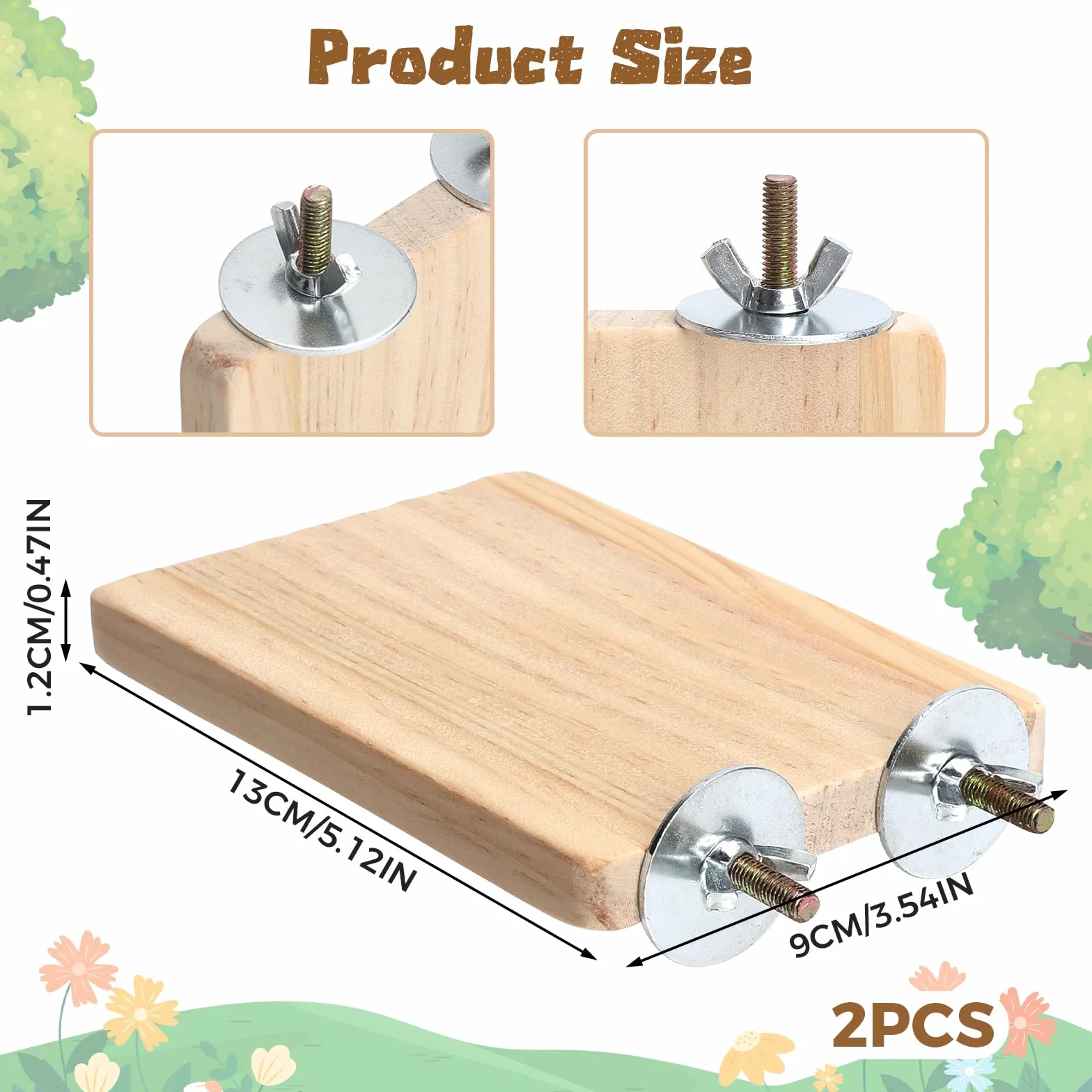 Perchoirs en Bois Naturel pour Oiseaux 13×9 CM Accessoires Cage à Oiseaux