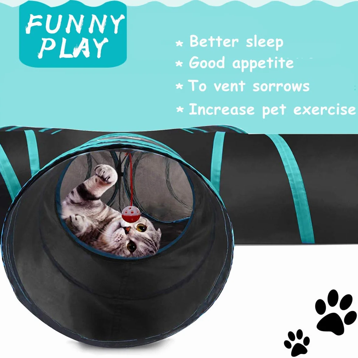 Tunnel pour Chat 5 Voies, Tube de Tunnel Pliant pour Animaux de Compagnie avec Sac de Rangement pour Chats, Chiots, Lapins, cobaye, Utilisation intérieure et extérieure
