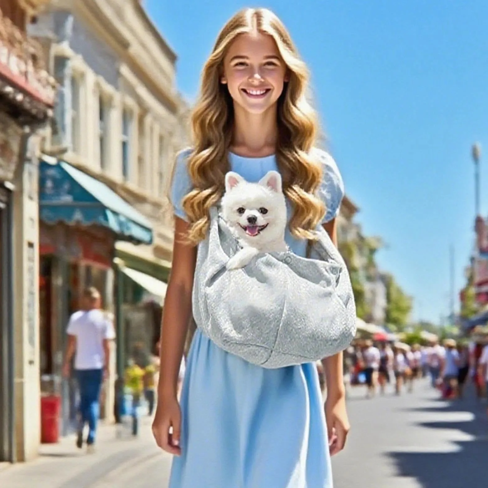 Écharpe de Transport pour Chien 7.5 kg Gris Sac à bandoulière pour Petits Chiens et Chats Aide à Porter Respirante