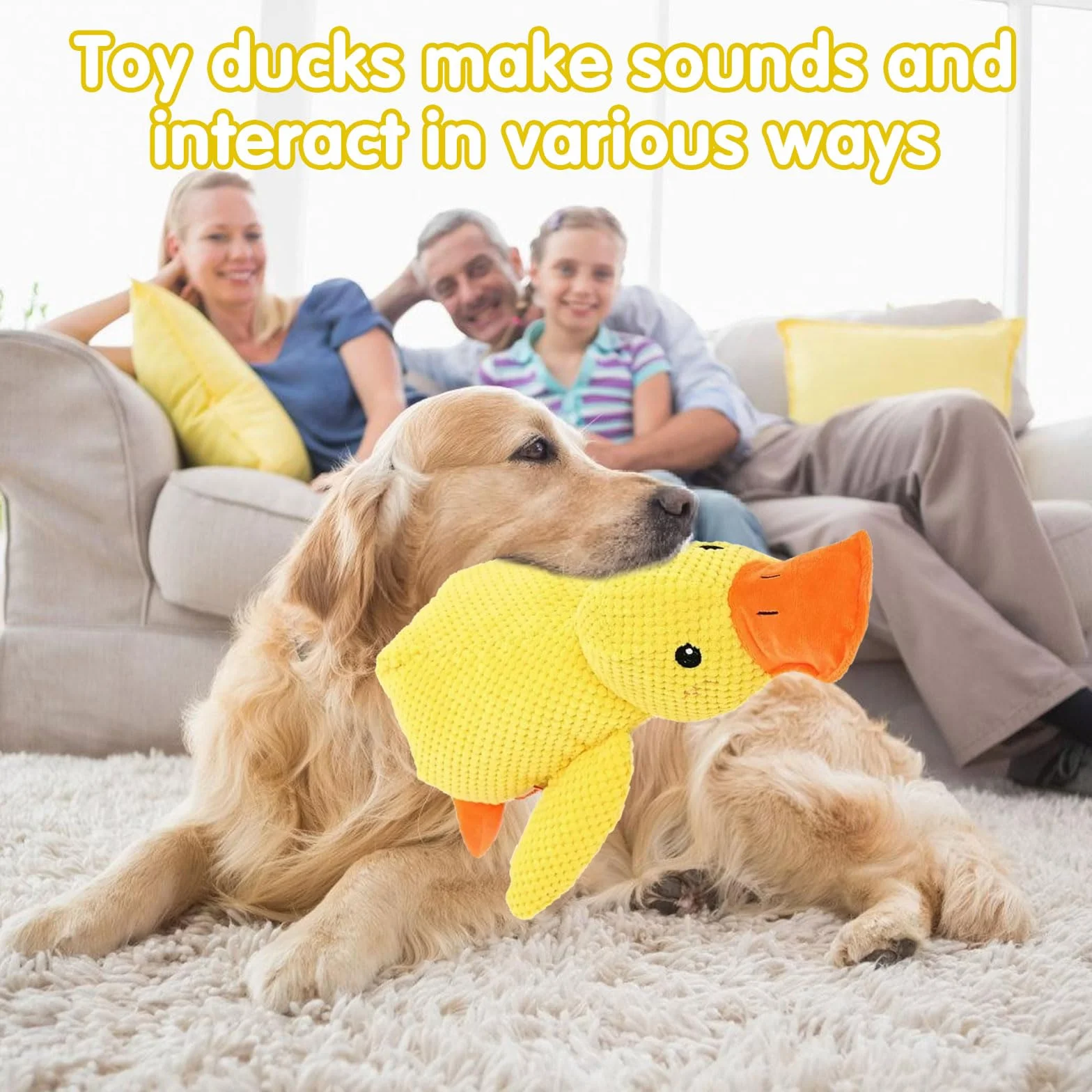 Jouet Canard Anti-Stress pour Chien, Sonore en Peluche, Calmant et Interactif