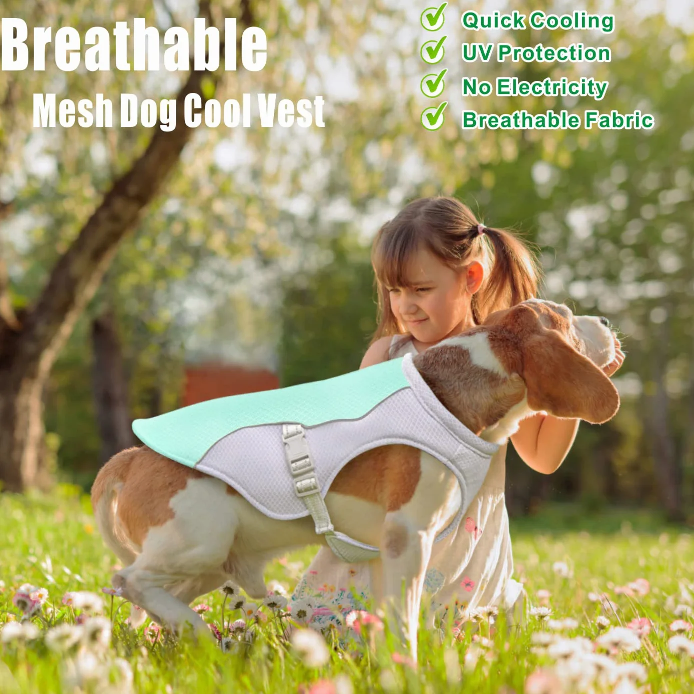 Gilet de Refroidissement pour Chien en Maille Respirante Réglable Manteau d'été (L, Bleu)