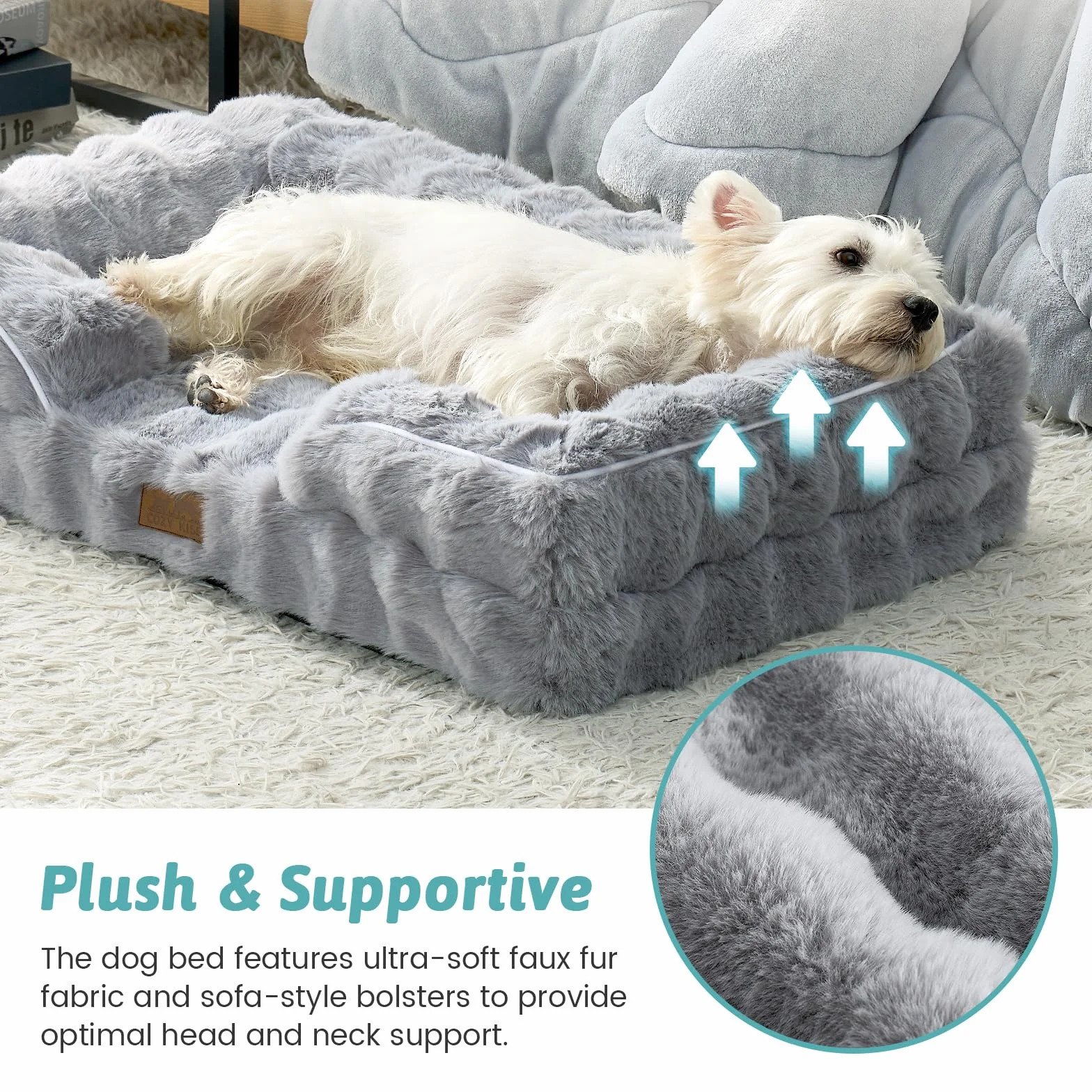 COZY KISS Coussin Orthopédique pour Chien, Très Grand, Similicuir, Mousse Haute Densité, Housse Imperméable, Antidérapante, Taille XXL