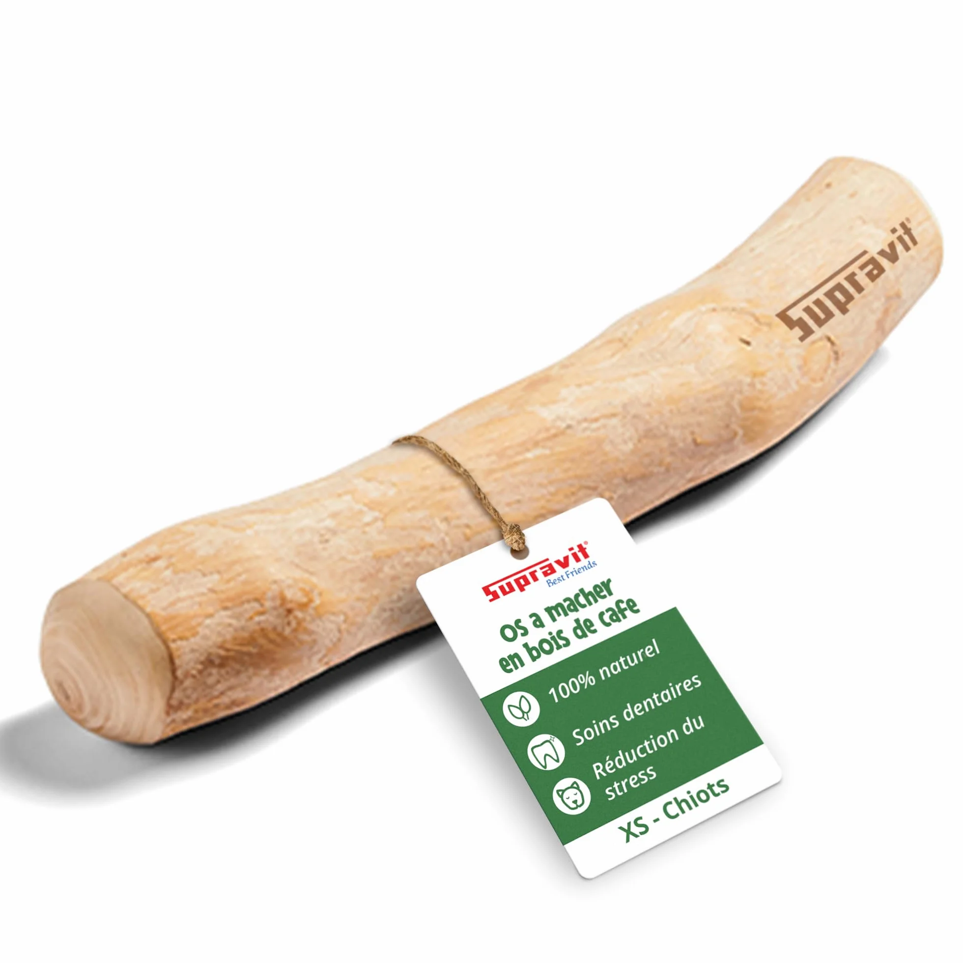 Supravit Os à Naturel en Bois de café pour Chiots XS Jouet à mâcher Durable
