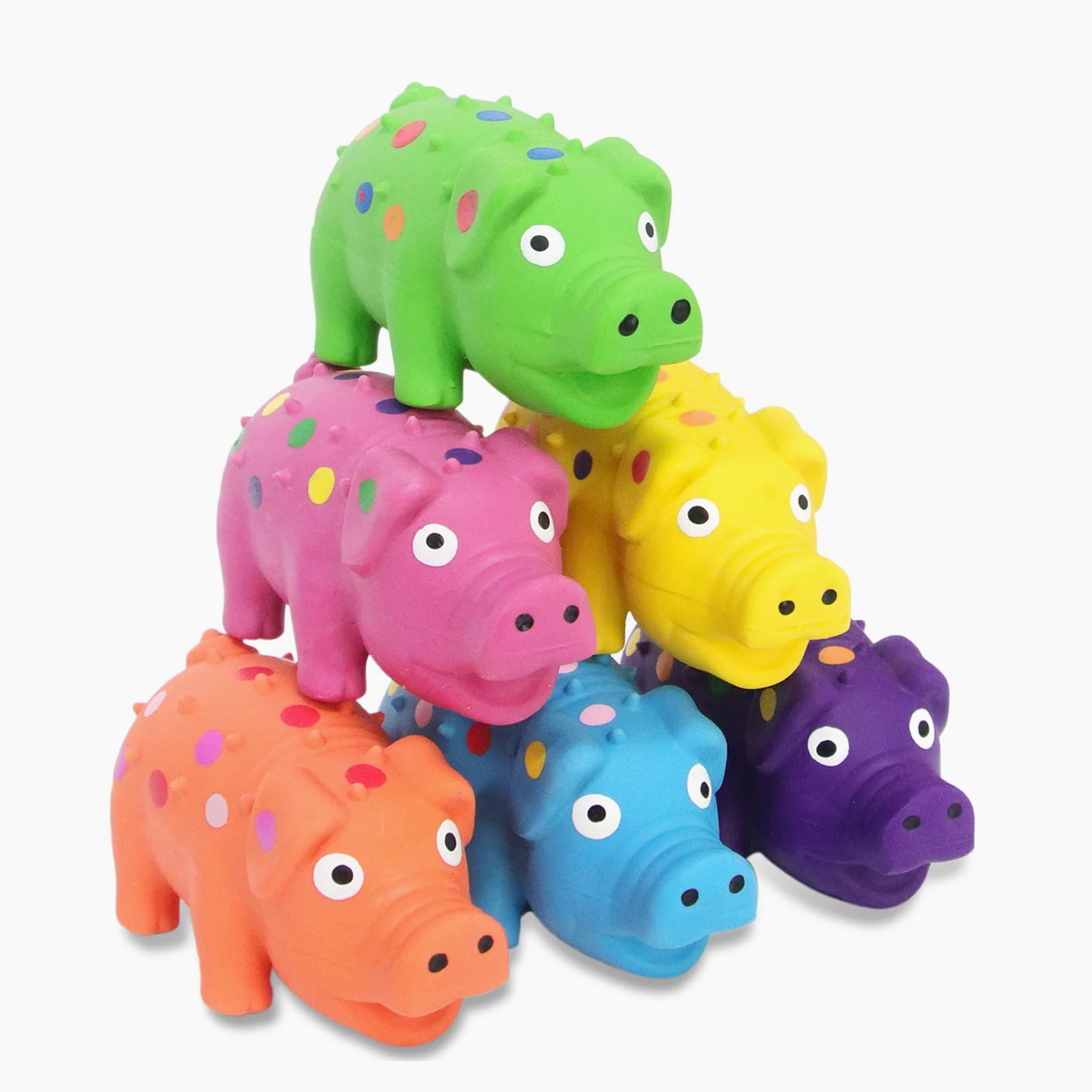 Lot de 6 jouets couineurs pour chien, cochon en caoutchouc pour chiot, chiens de petite et moyenne taille, jouets à mâcher interactifs durables en latex de 10,2 cm