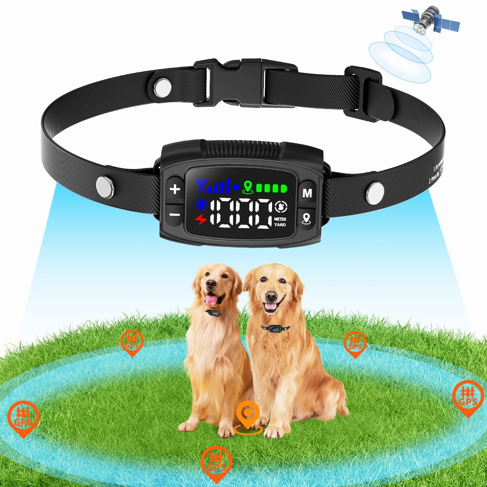Patpet Collier Anti Fugue sans Fil GPS pour Chien pour Extérieur,IPX7 Étanche Précise Chien Électrique Système Clôture