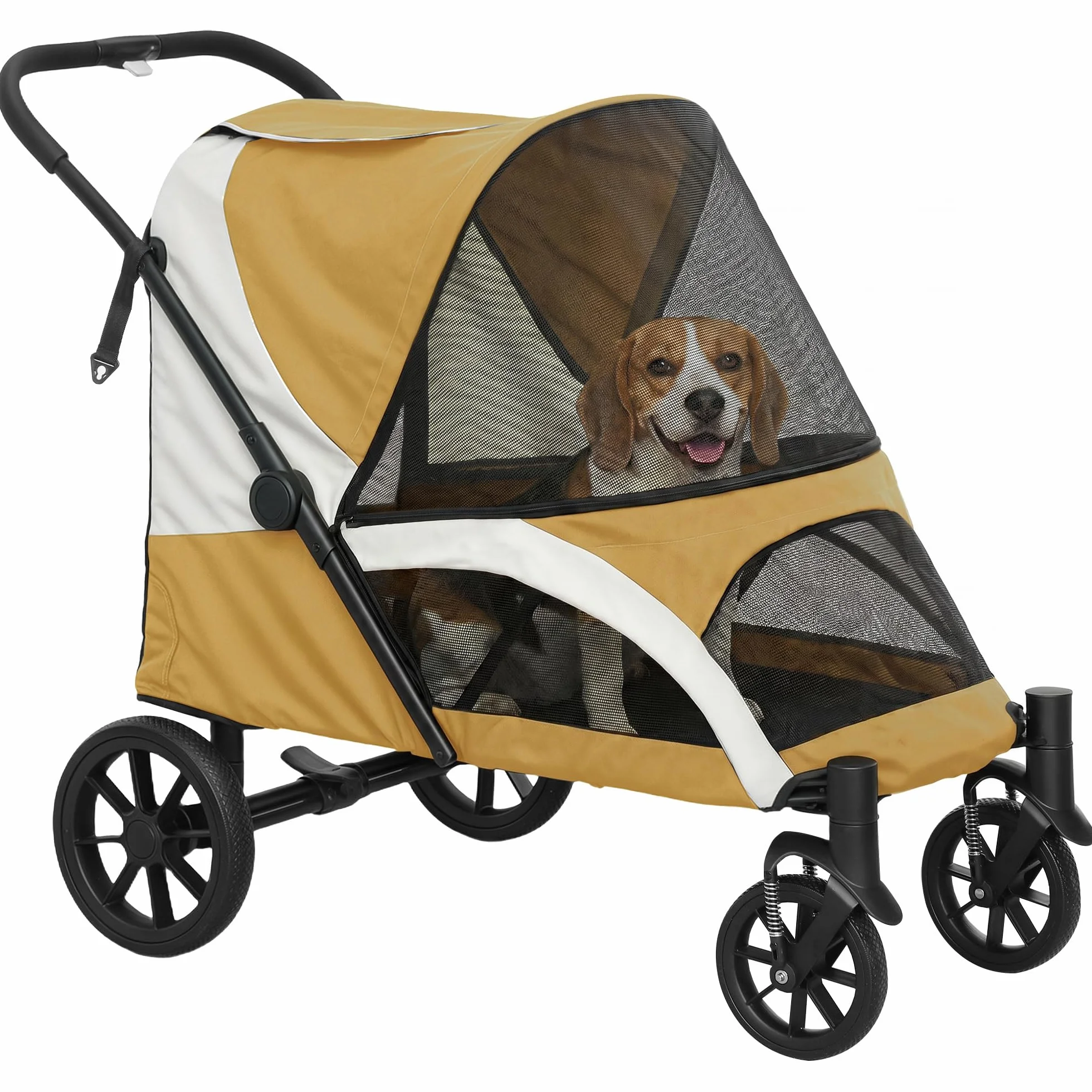 PawHut Poussette pliable pour chiens et chats jusqu'à 30 kg avec coussin et sac de rangement Marron