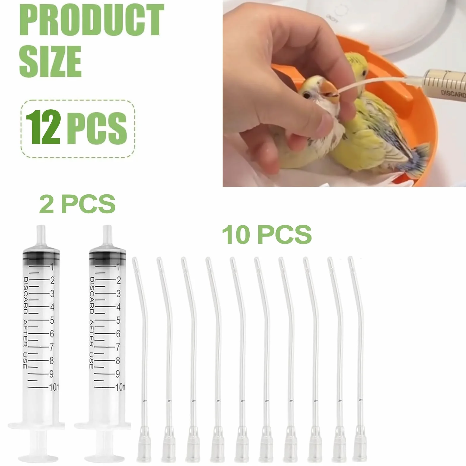Lot de 12 tuyaux d'alimentation pour jeunes oiseaux avec seringues 10 ml - Accessoires pour pigeons et perroquets