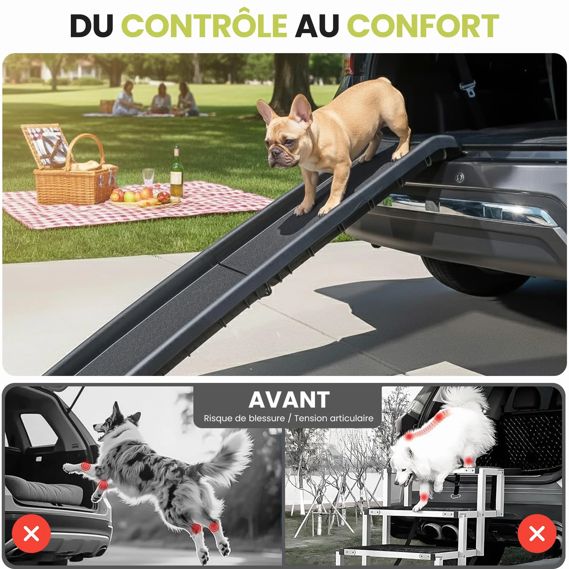 all Pets United® Rampe pour Chien et Chat Pliable Aide à l'entrée dans Le Coffre Escalier pour Animaux domestiques pour Grands et Petits Animaux (Rampe)