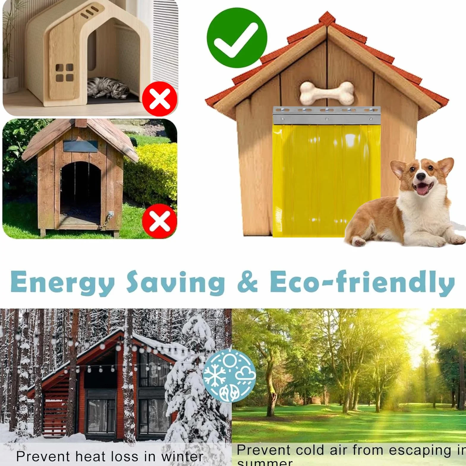Rideau à Lanières PVC pour Porte de Chien 3.6m x 20cm Jaune Isolant Thermique