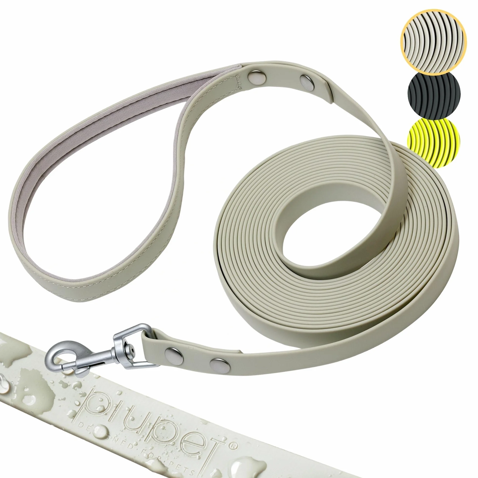 PiuPet Longe pour Chien 5m 10m 20m Laisse Hydrofuge Remorquage Grand Chien Gris