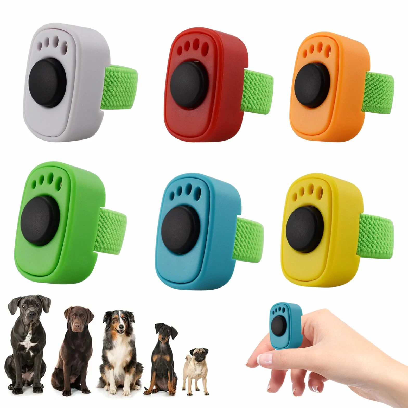 6 Pcs Clicker Chien Dressage,Clicker Chat Chien,Clicke Anneau Pour Doigt Animaux Compagnie Avec Dragonn,Accessoire Pratique Pour Entraînement Canin,Adapté Entraînement Chiens,Chats Chevaux(6 Couleurs)