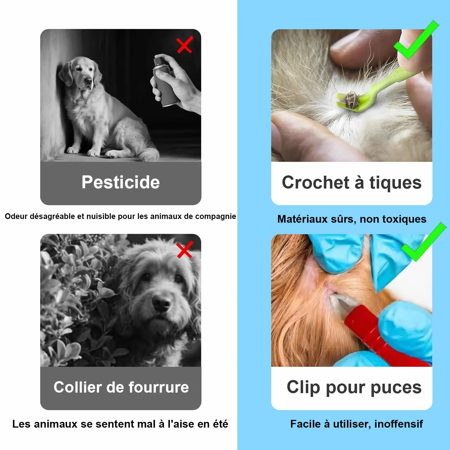 AUXHCYL Tire Tique Chien, 2 Pince à Tiques et 3 Tire Tic, Simple et sûr Pince a Tique pour Chat, Chien et Humains