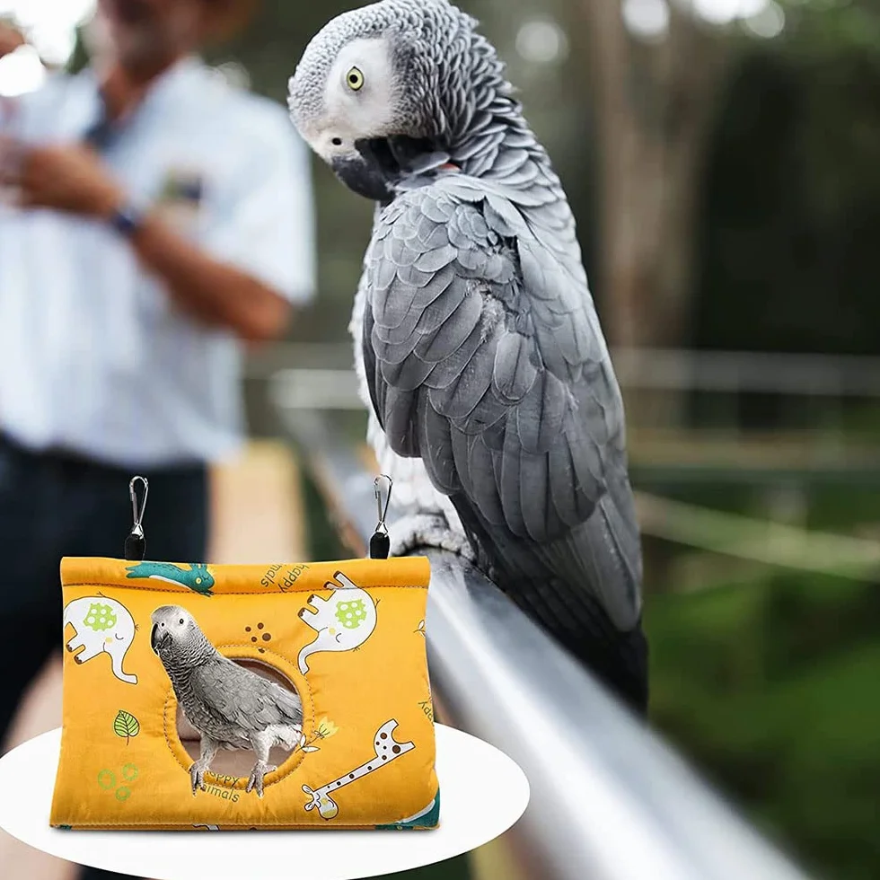 Hamac Perroquet Chaud Doux Nid Oiseau en Peluche Suspendu Cage Tente pour Perruche Cacatoès Gris Grande Taille