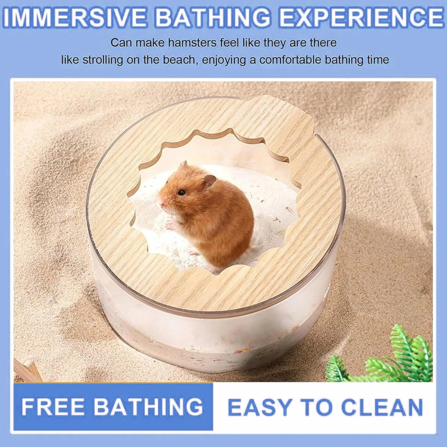 Bain de Sable Hamster Transparente Maison de Toilette pour Hamsters, Gerbille, Chinchilla, Hérisson (14x9cm)