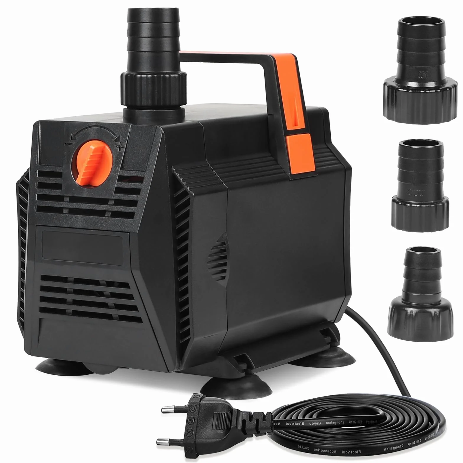 SWAWIS Pompe Aquarium 60W 3500L/H Pompe Bassin Exterieur Amphibie Débit Réglable avec Filtre et 3 Buses