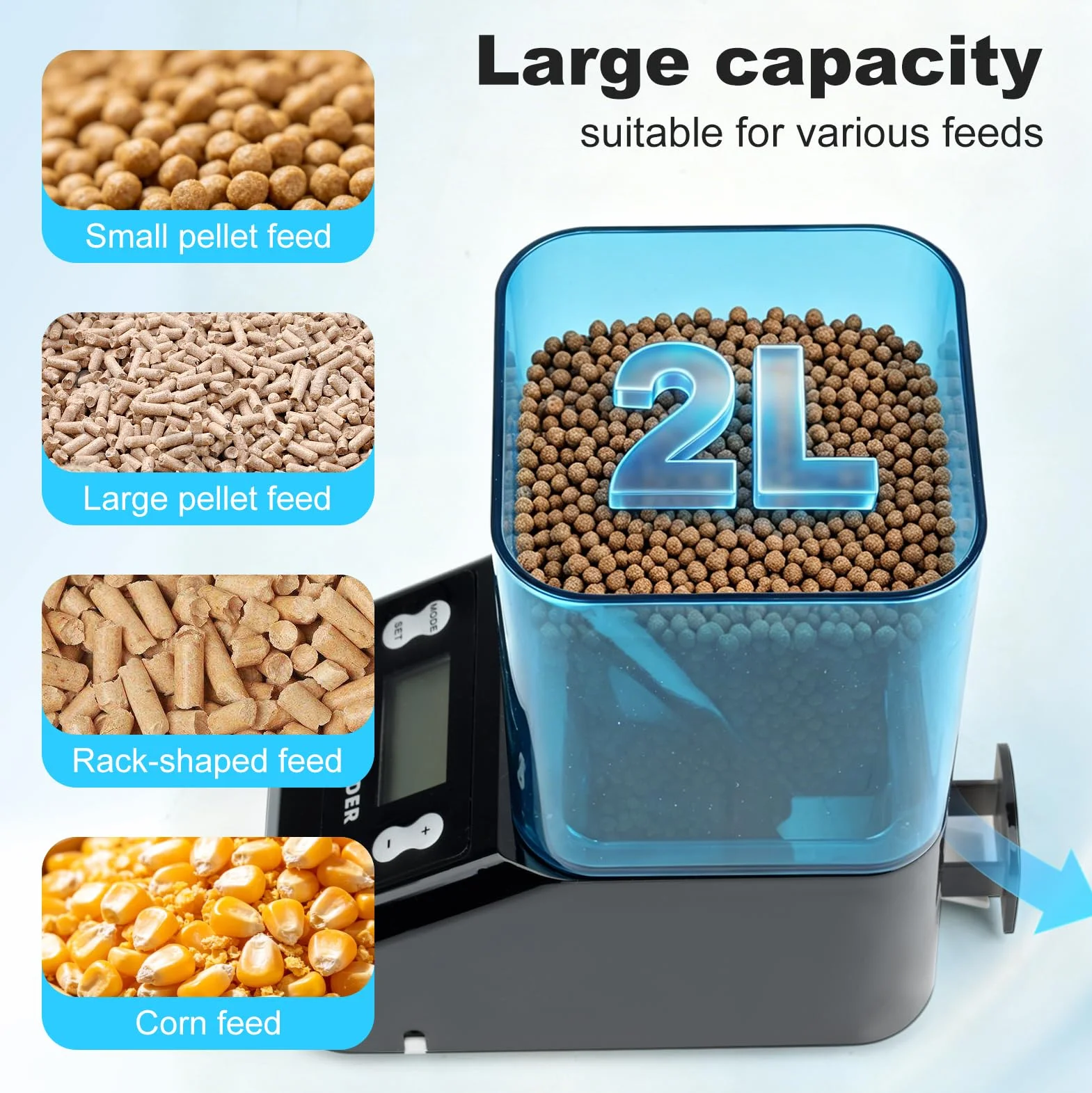 Mangeoire Automatique pour Bassin 2L Fishkeeper Distributeur avec Minuterie Anti-Blocage Manuel/Automatique
