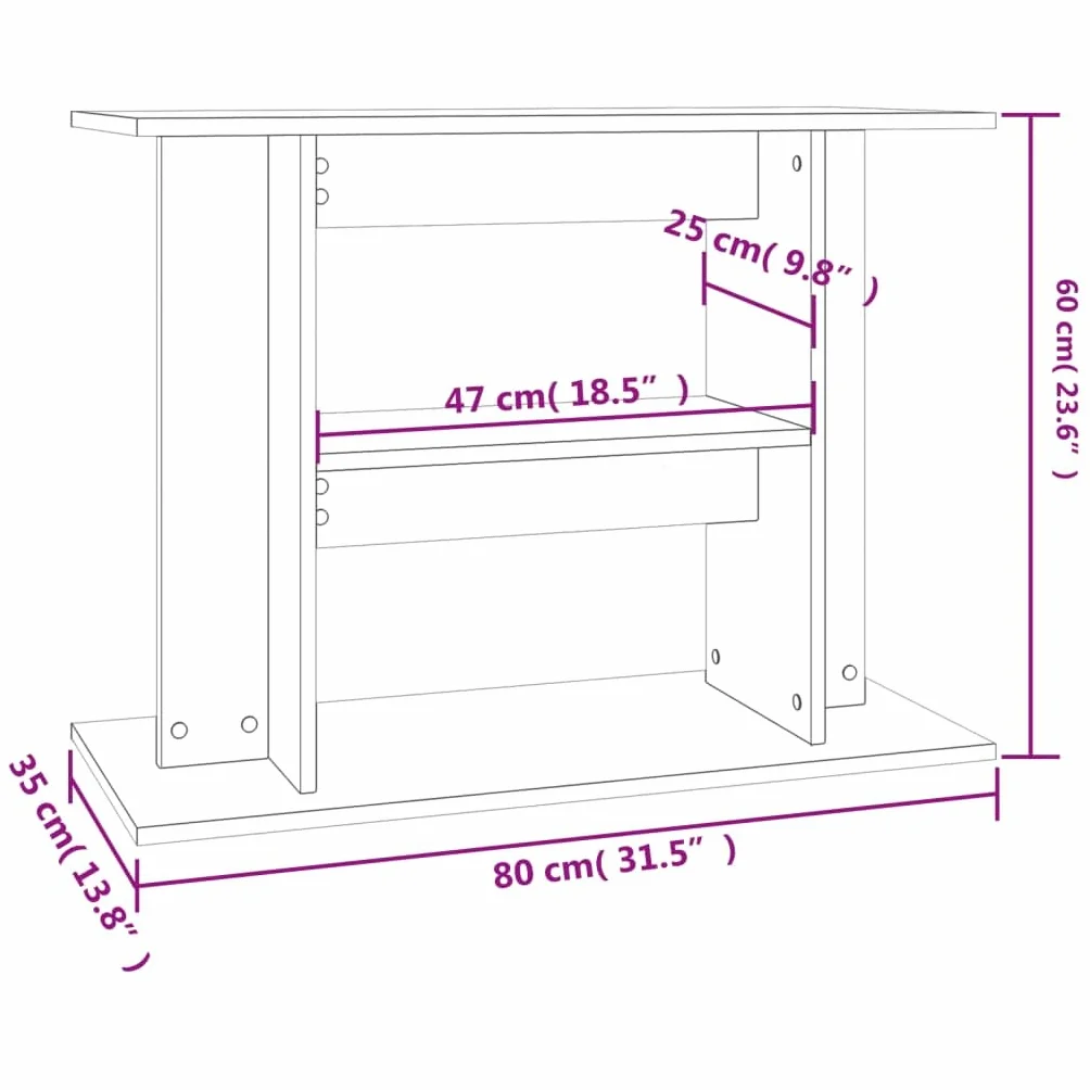 Gecheer Support pour aquarium avec étagère en aggloméré, gris ciment, 80 x 35 x 60 cm