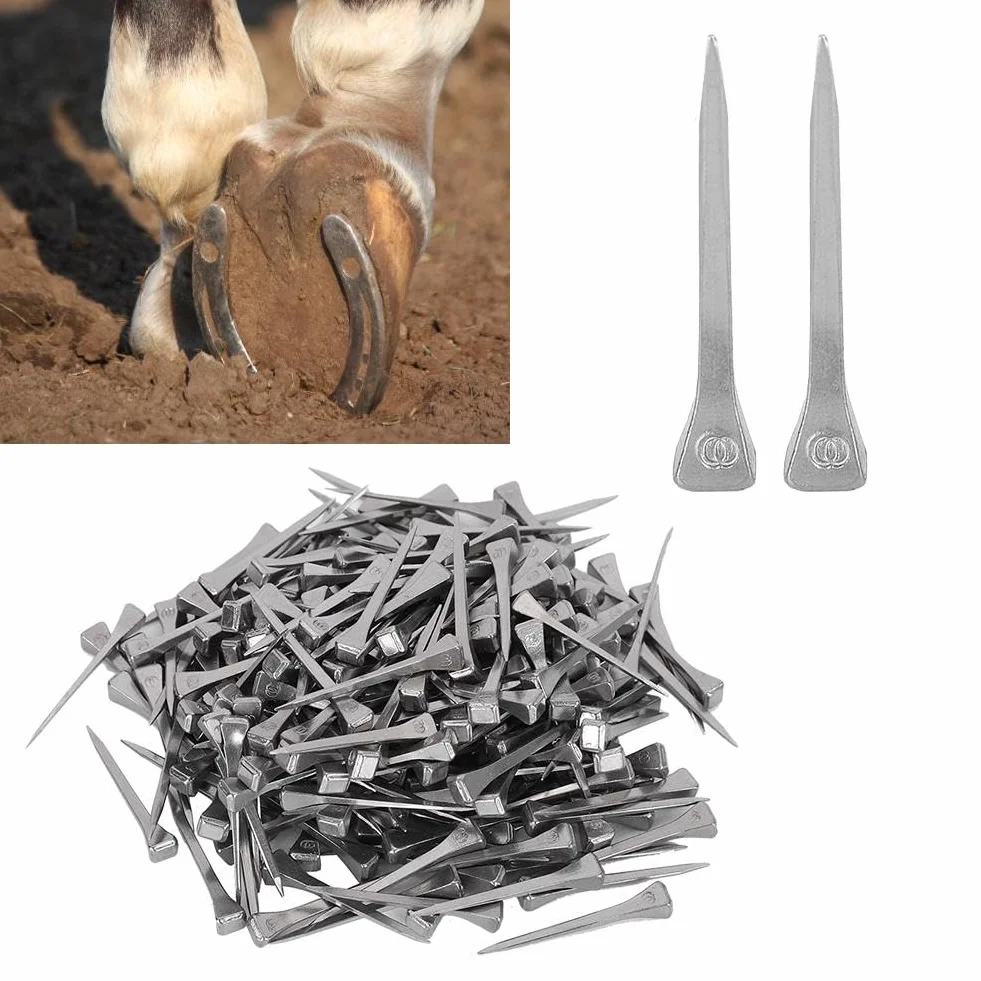 Nikou Clous en fer à cheval - 250Pcs Acier E4 Stable Horseshoe Nail Cheval Outil Équipement Accessoires 4.8CM Facile à utiliser