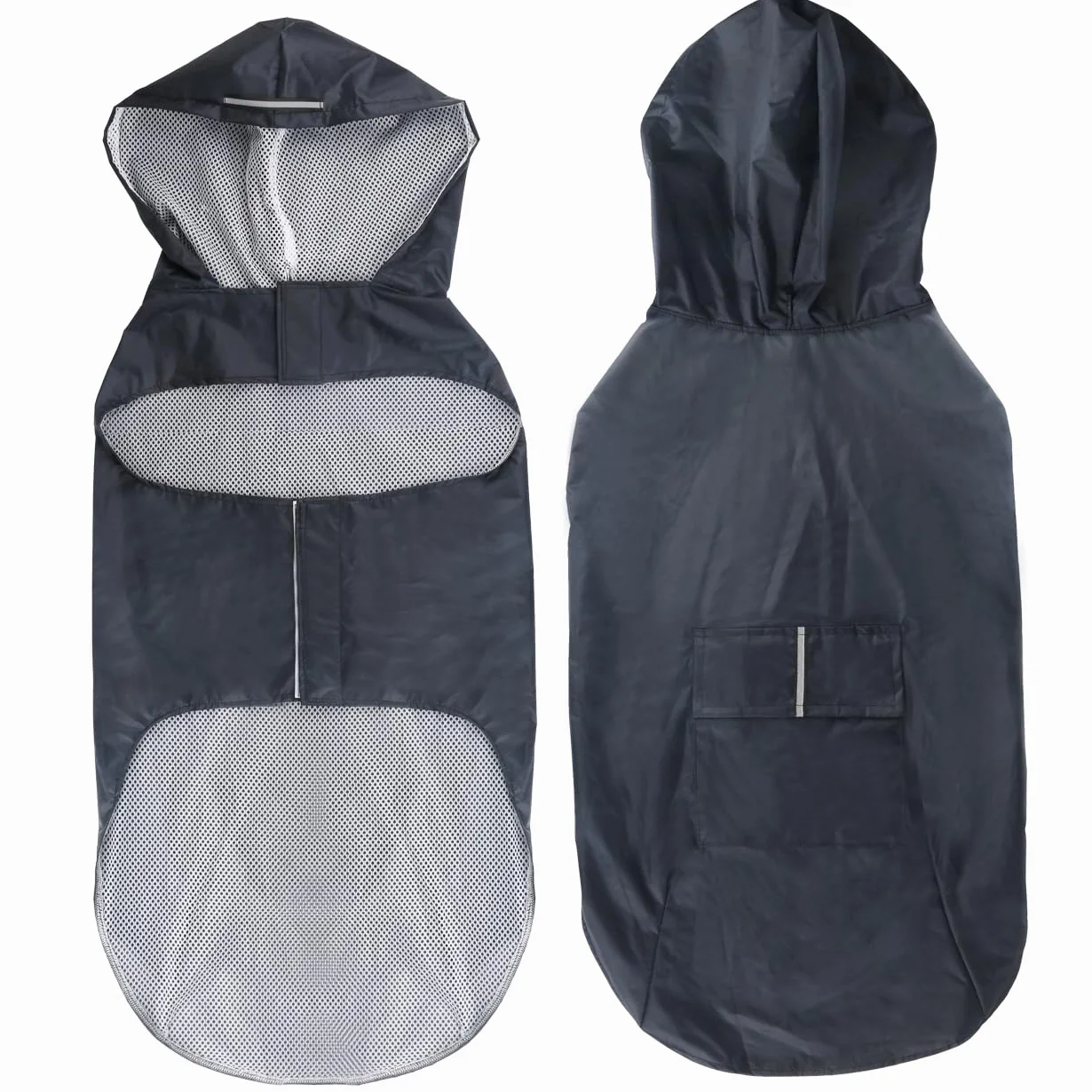 Idepet Manteau imperméable à Capuche pour Chien avec Trou pour Le col, imperméable et réfléchissant pour Chien Taille S, M, L