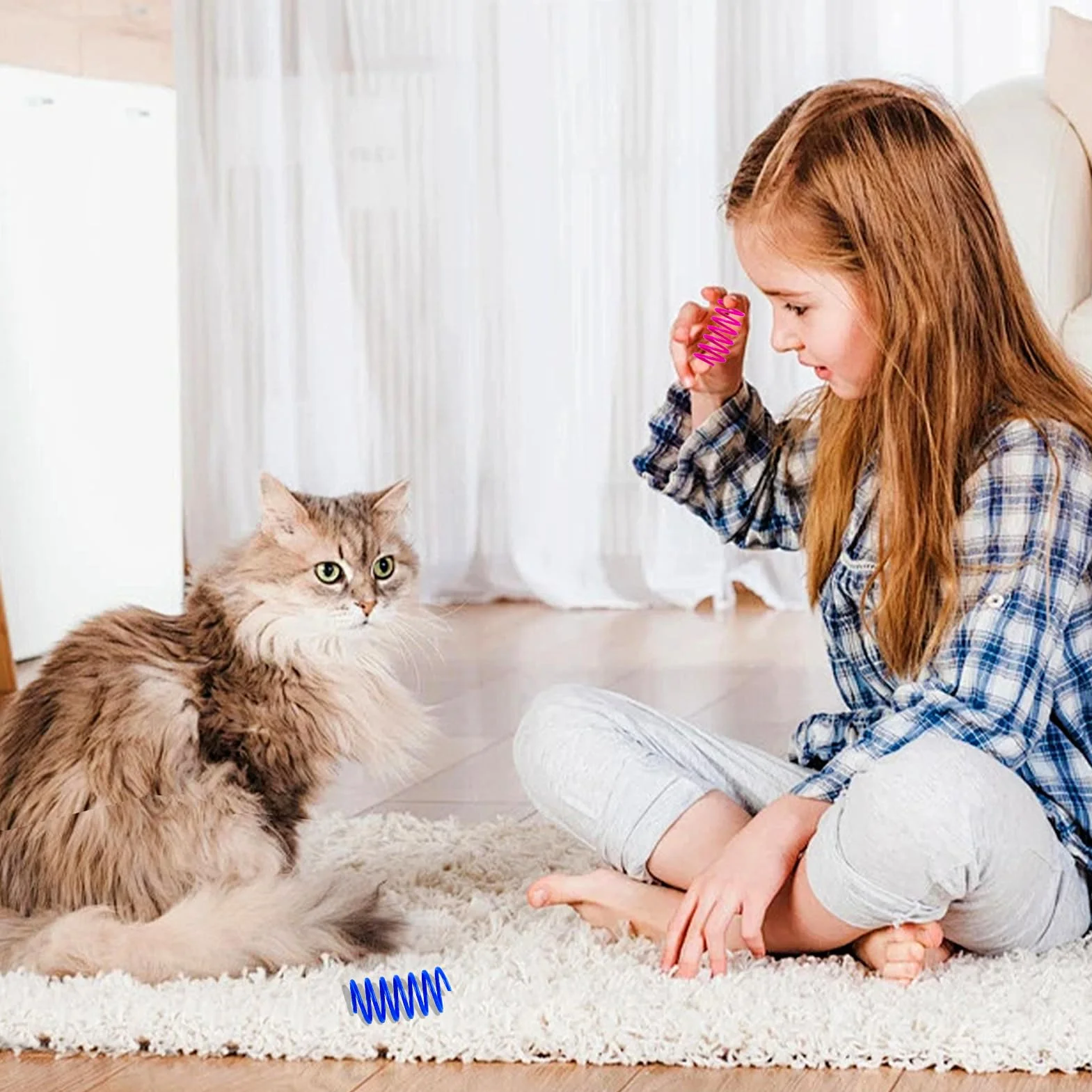 Lot de 24 Ressorts à Chat Jouets Interactifs, Jouet à Ressort pour Chat avec 4 Couleurs pour Chats Actifs