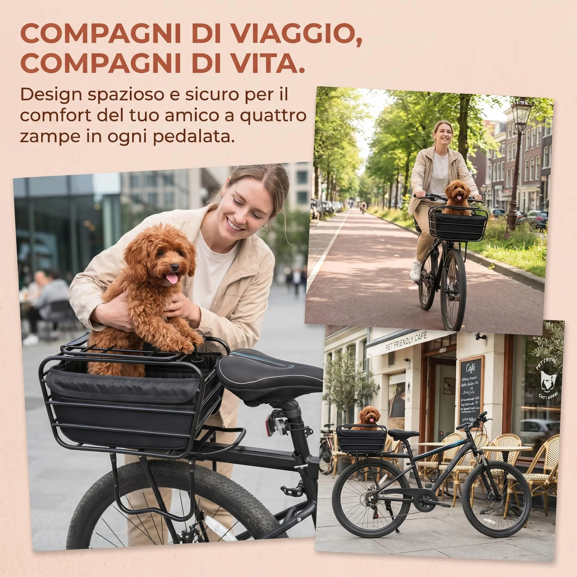 Panier pour Chien de Vélo Universel Panier de Transport pour Animaux de Compagnie Robuste et Stable