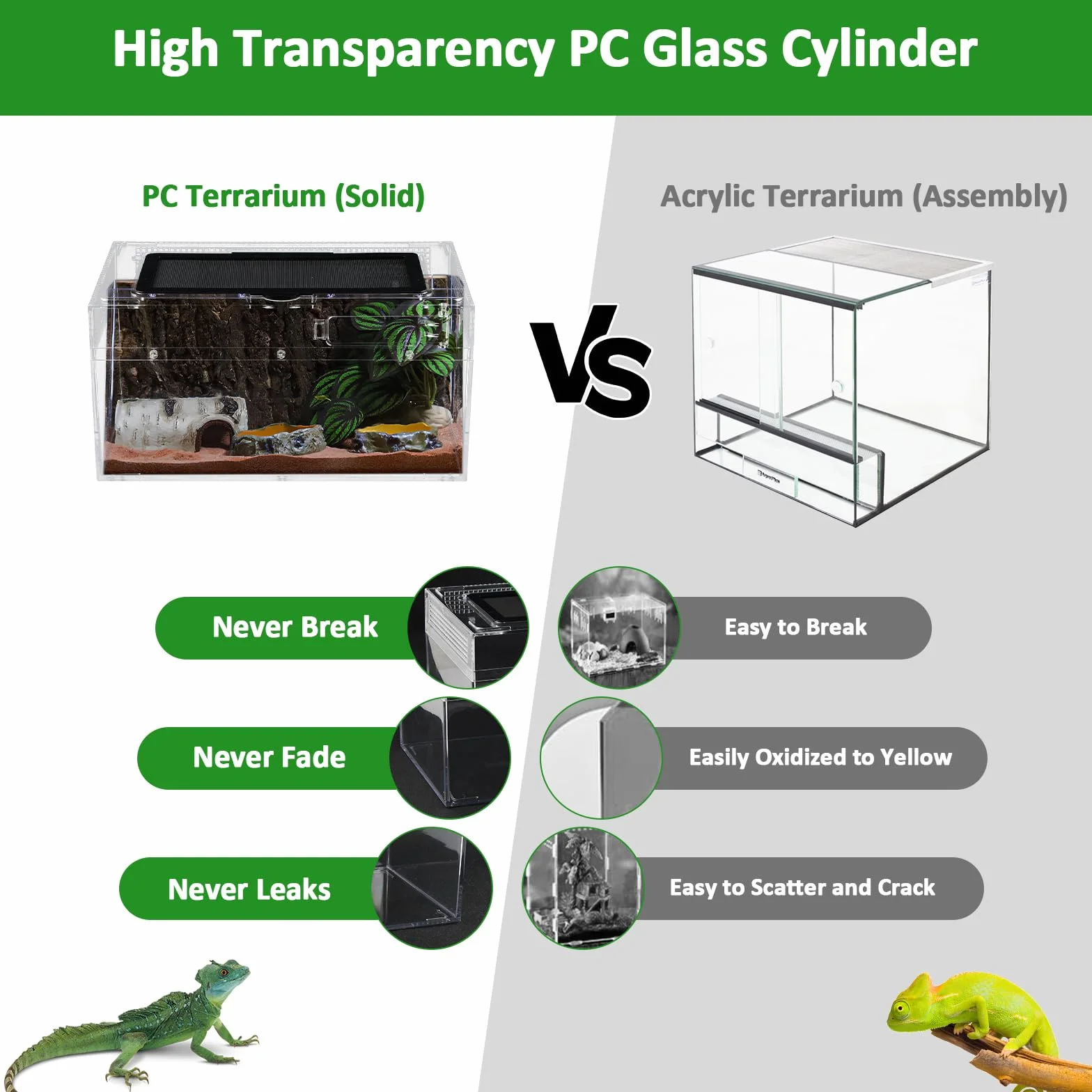 Terrarium pour Reptiles 30x18x15cm Boîte d'élevage Acrylique Portable Habitat