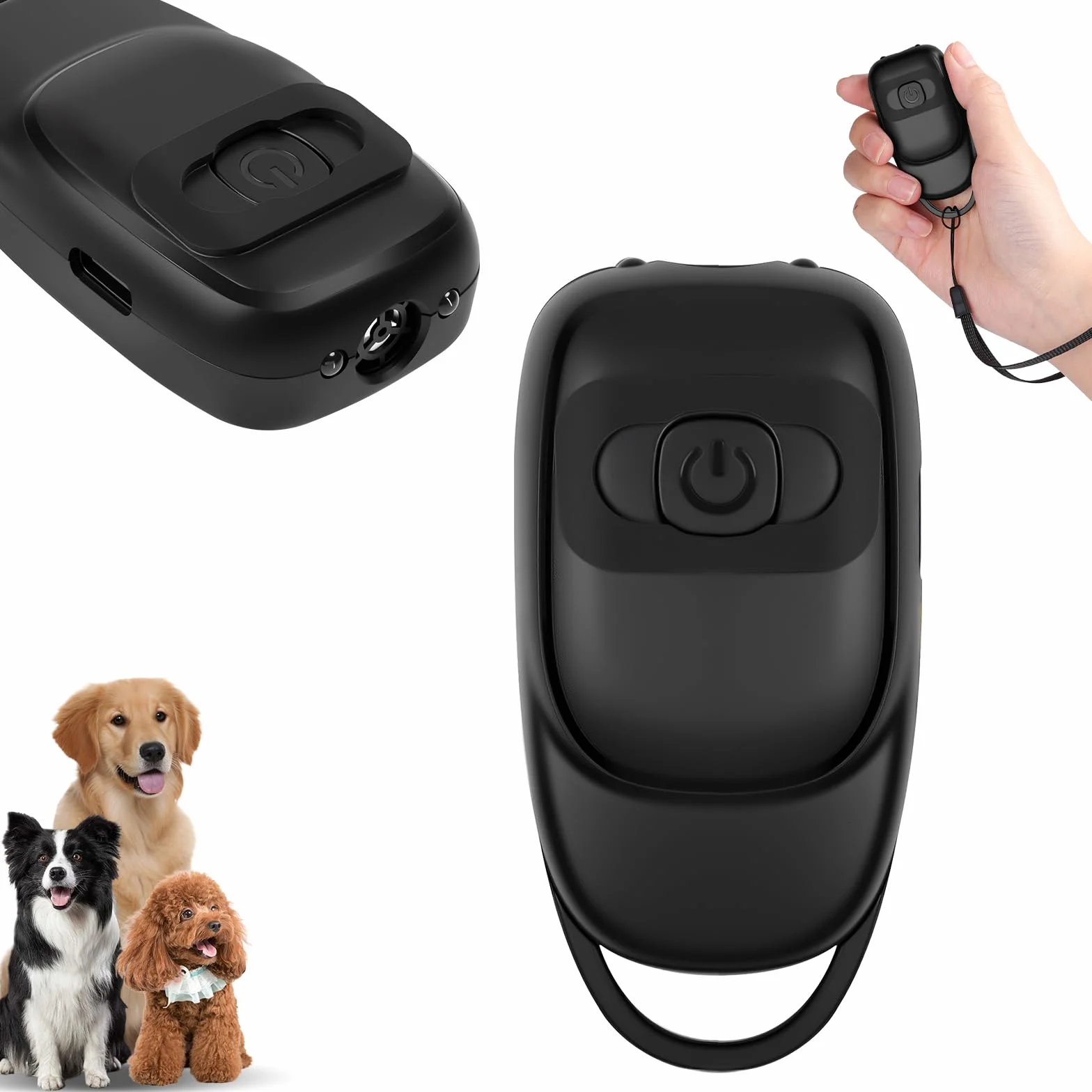 Aomig Anti Aboiement Ultrason Chien, Mini Boitier Portable, LED Stroboscopique, Rechargeable, Dispositif d'Arrêt d'Écorce, Dissuasif Intérieur Extérieur Petit Grand Chien