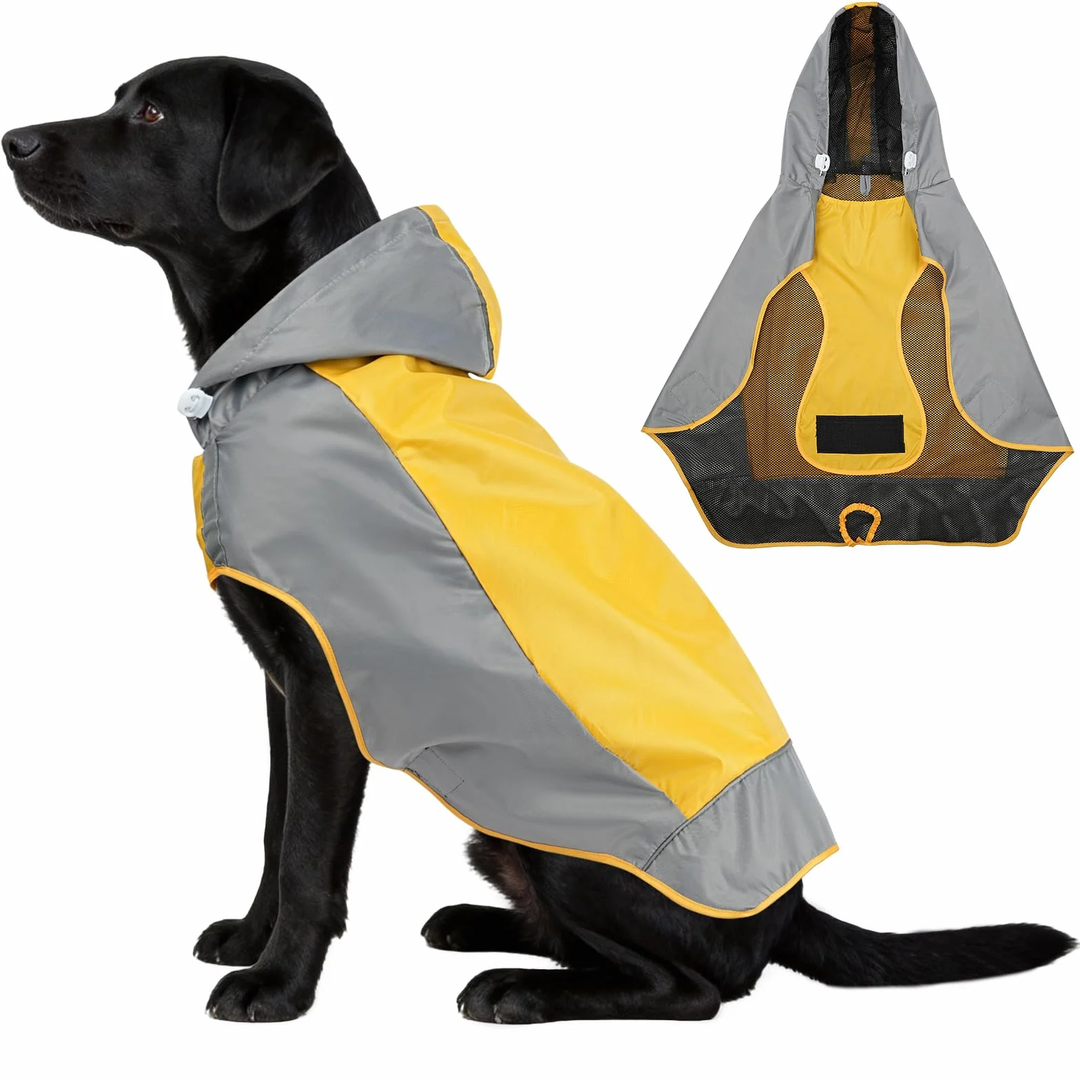 AOOWU Manteau de Pluie imperméable pour Chien avec Bandes réfléchissantes, Veste de Pluie réglable Petite Moyenne Grande Taille