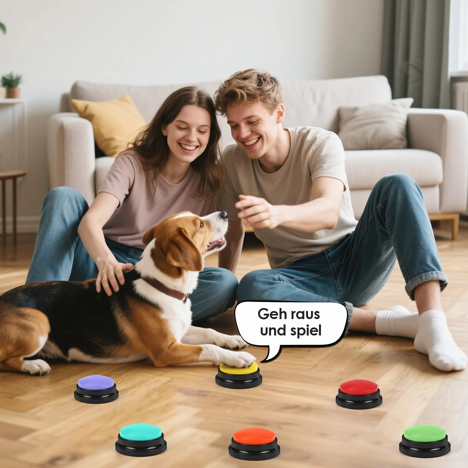 Lot de 6 buzzers avec enregistrement 30 secondes pour chien, jouet d'intelligence
