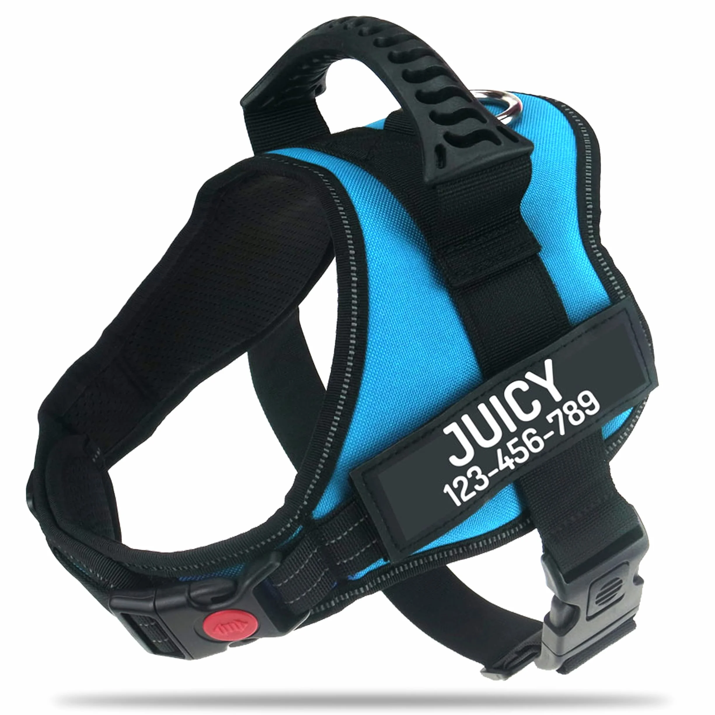 Harnais anti-traction pour chien personnalisé avec nom et numéro de téléphone