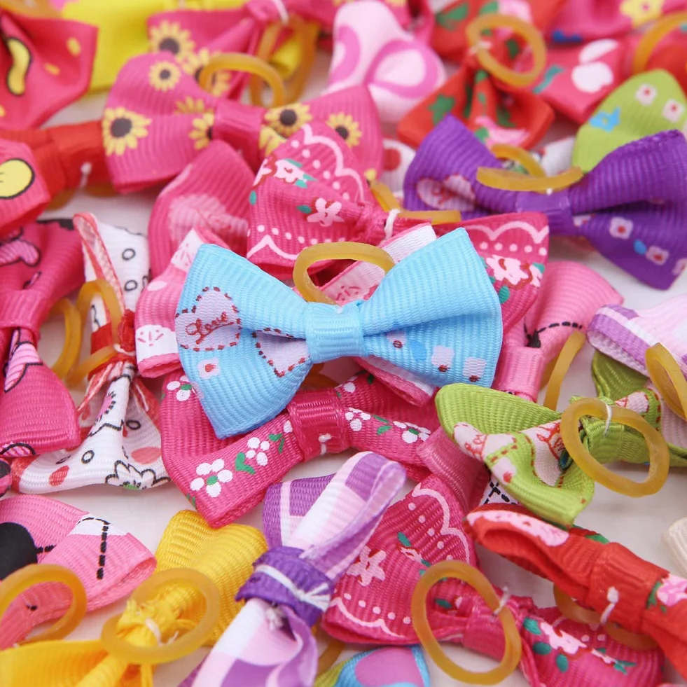 Lot de 50 nœuds assortis élastiques caoutchouc accessoires toilettage petits chiens chats chiots