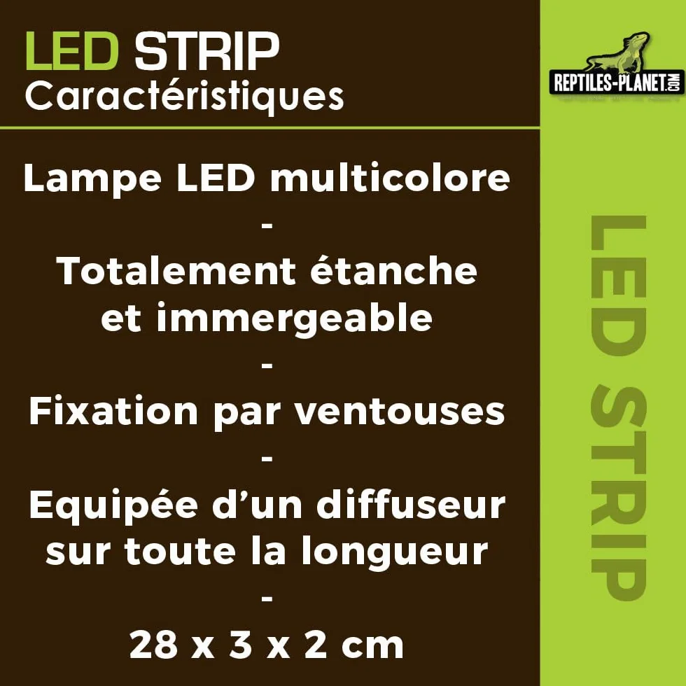 Reptiles Planet Bandeau LED Multicolore pour Terrarium 26 x 3 x 2 cm