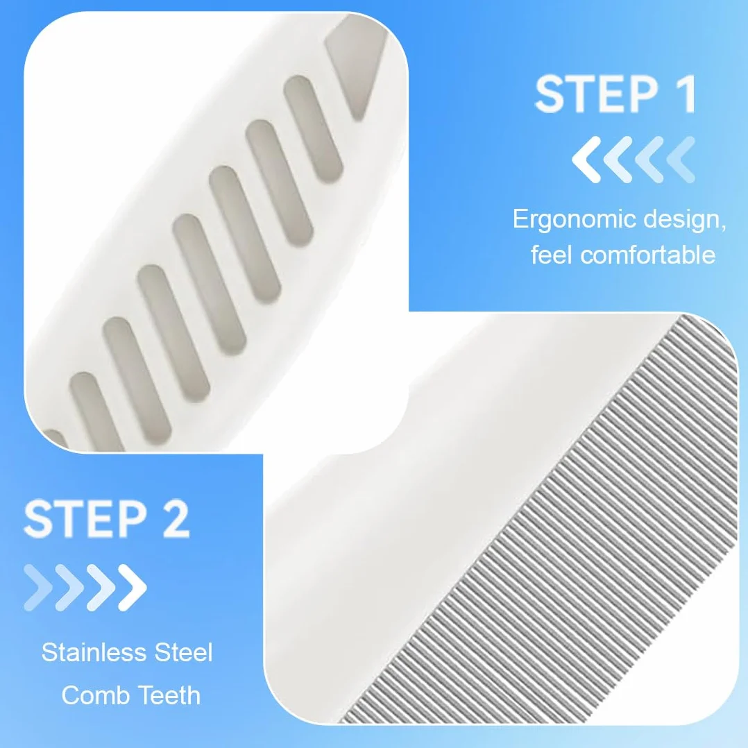4 Pièces Peigne Anti Puces Peigne Anti Puces Pour Chat Et Chien Pour Poils Longs Pour Enlever Les Puces Les Tiques Les Taches De Larmes Et Les Pellicules Blanc Bleu