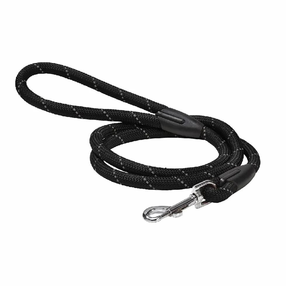 Laisse Tubulaire pour Chien Bobby Walk, Nylon Durable, 3 Longueurs, Noir, 180x1,2 CM