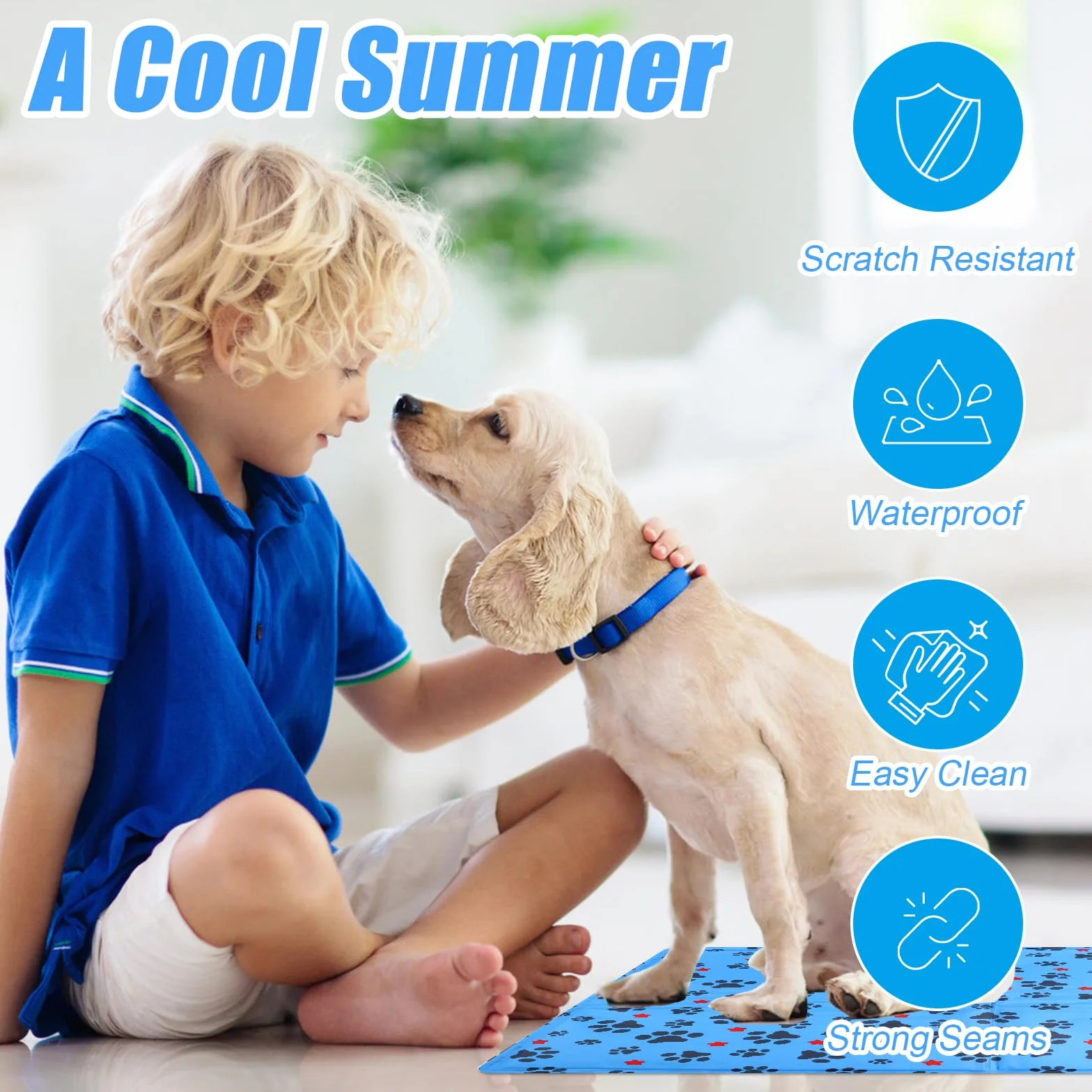 Tapis Rafraichissant Chien Chat 60×50cm Coussin Rafraichissant pour Chien Tapis Refrigerant Animaux Étanche Facile à Nettoyer