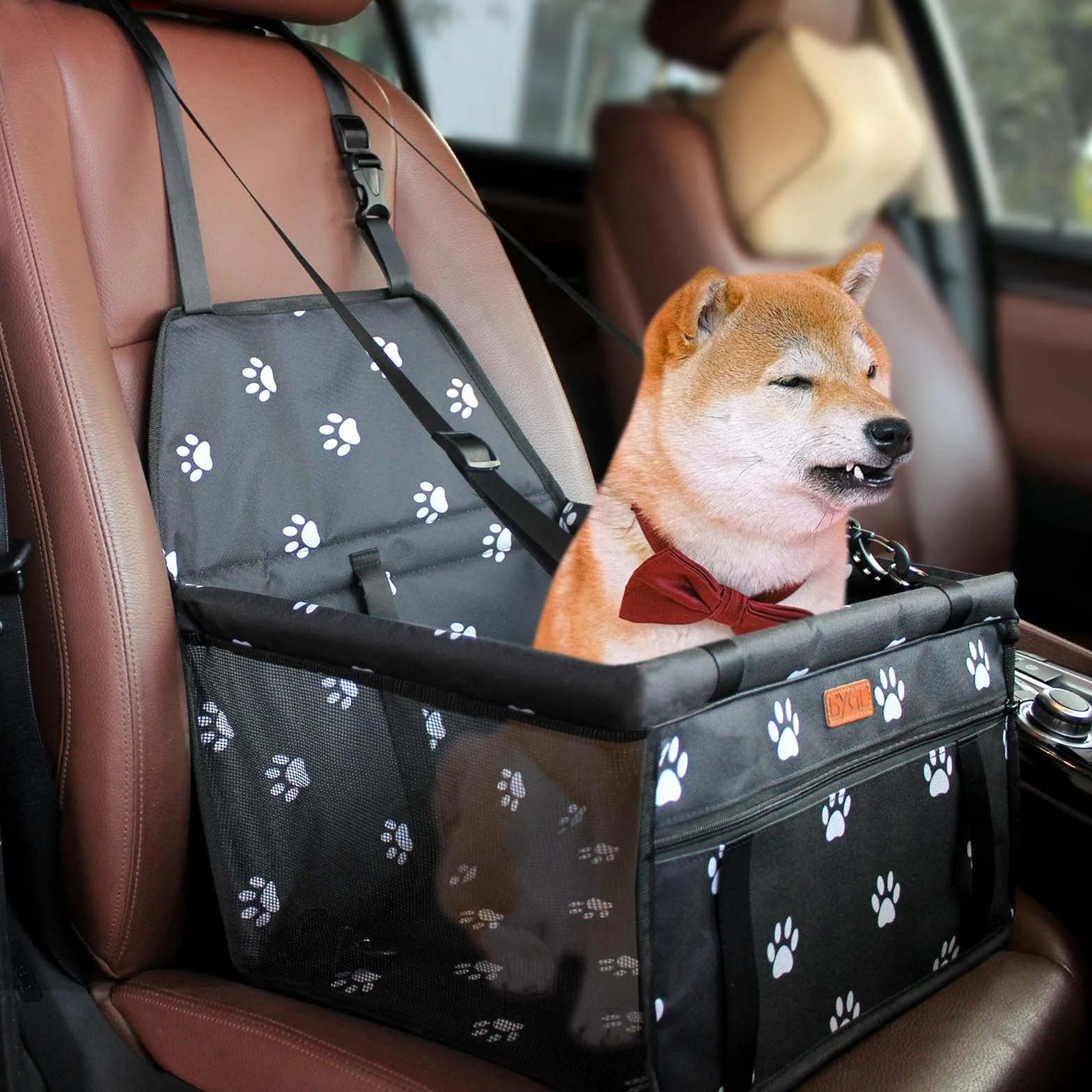 BYGD Siège d'appoint pour Chien avec Tige de Support de nivellement, siège d'auto pour Chien adapté aux Animaux de Petite et Moyenne Taille.