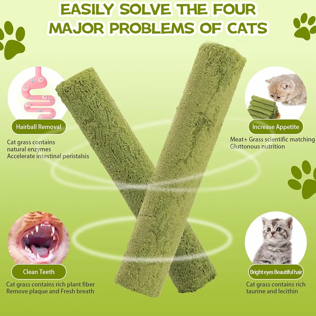 Herbe à Chat Séchée Lyophilisée 16 Pcs Friandises pour Chats Nettoyage des Dents Boules de Poils
