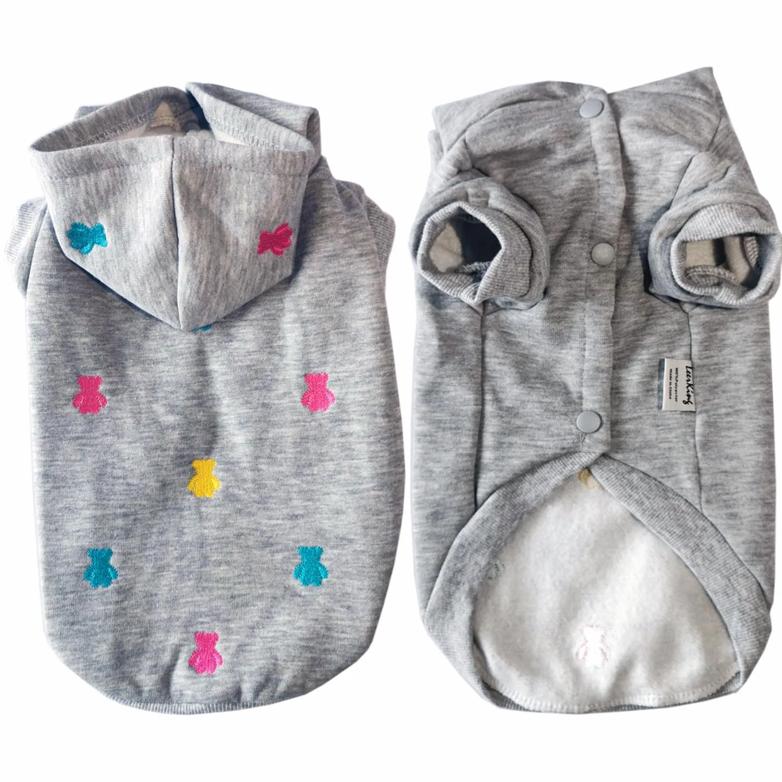 LeerKing Sweats à Capuche Chaud pour Chien en Coton Gris XXS