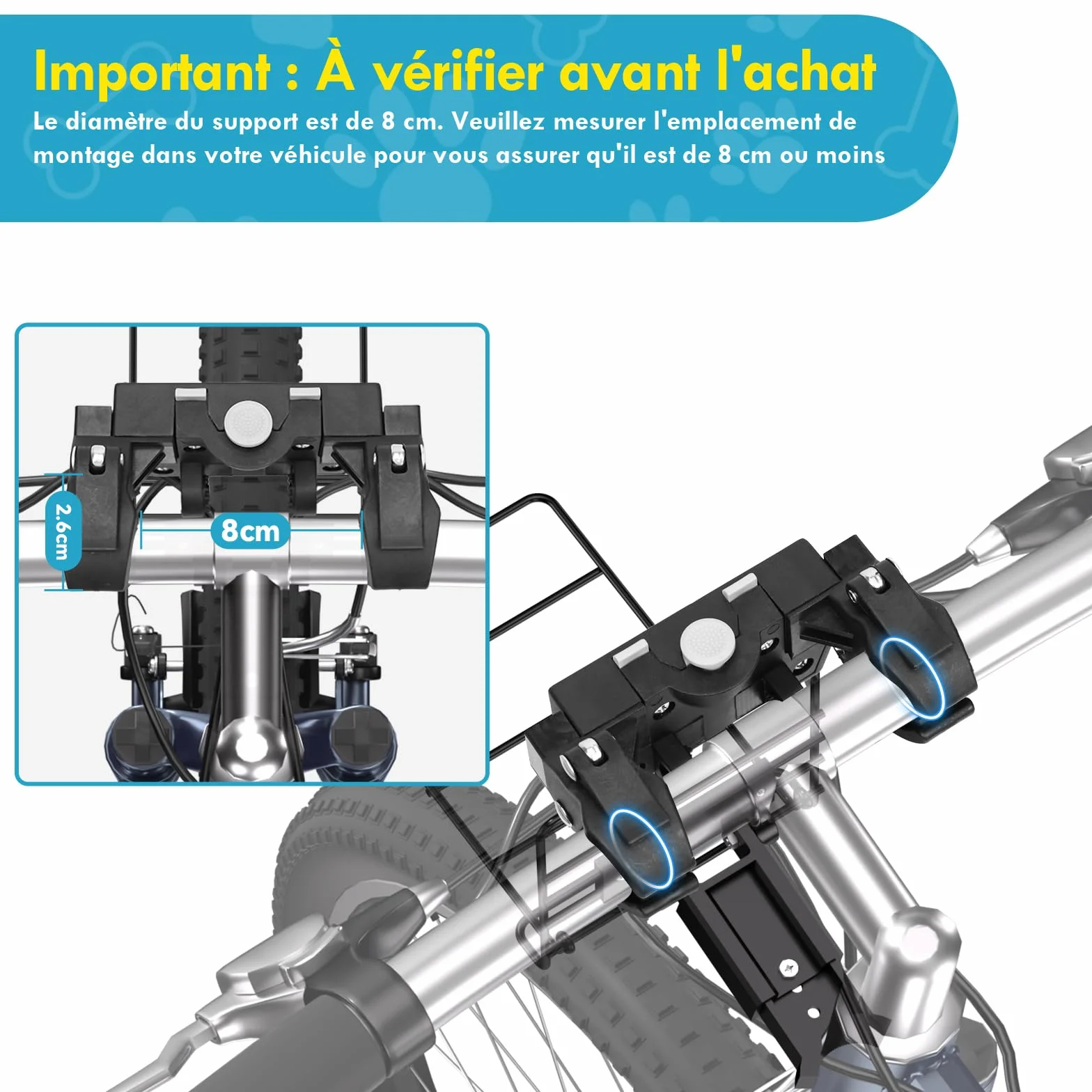 Panier Vélo Avant pour Chiens Chats 10KG avec L Support Φ8cm Pliable 4 en 1 Sac à Dos Bandoulière Siège Auto