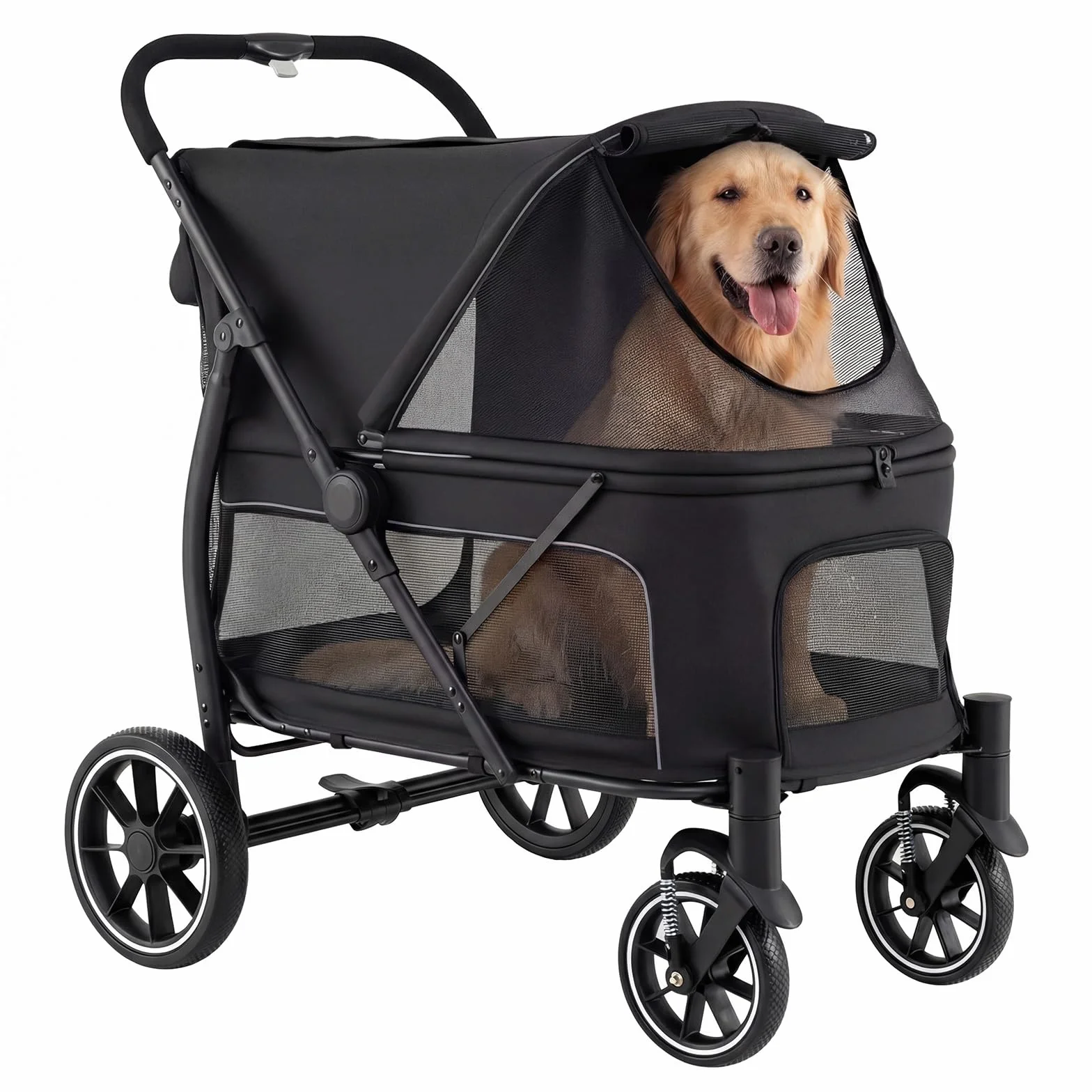 COSTWAY Chariot pour Chien Chat Pliable, Charge 40 kg, Grand Entrée Basse, Noir