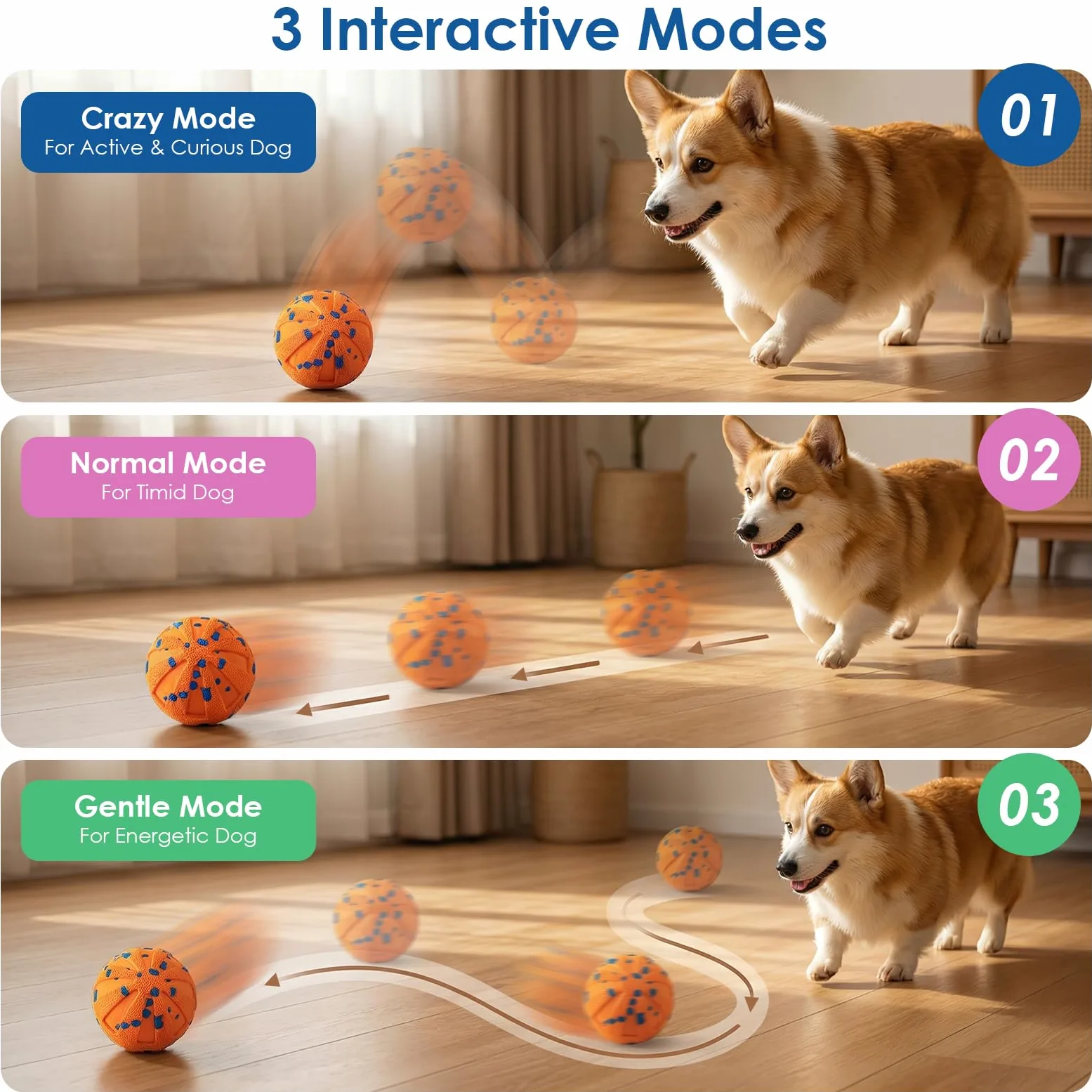 DFQ Balle interactive pour chien, jaune