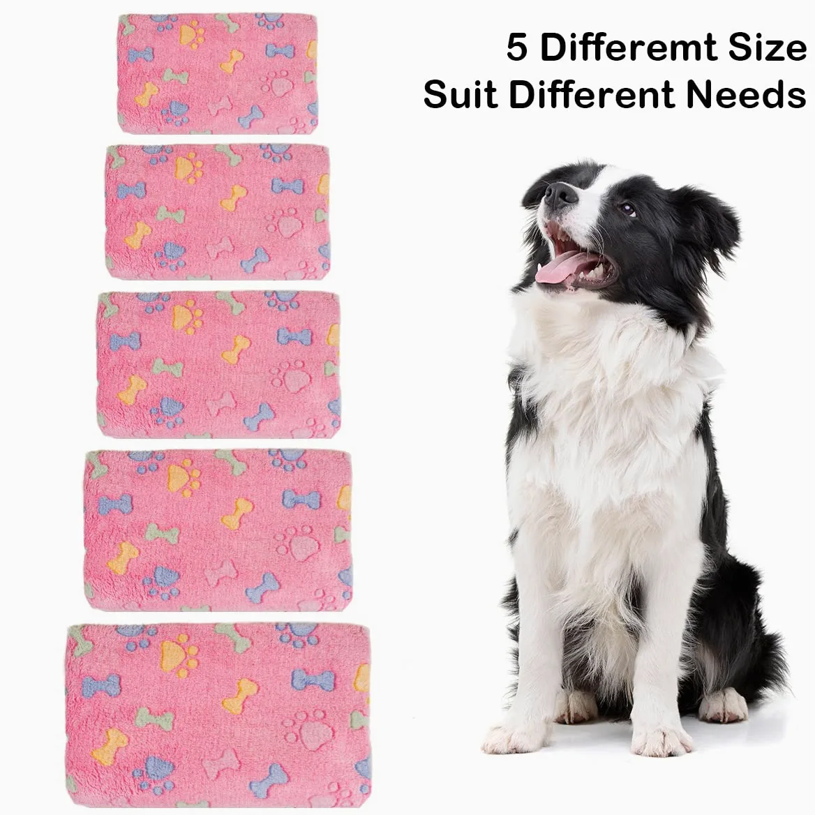 Dono 1 lot de 3 couvertures pour chiens de grande taille, 152,4 x 127 cm, couverture polaire super douce et moelleuse avec imprimé os de pattes, couverture pour grands chiens, couverture douce pour